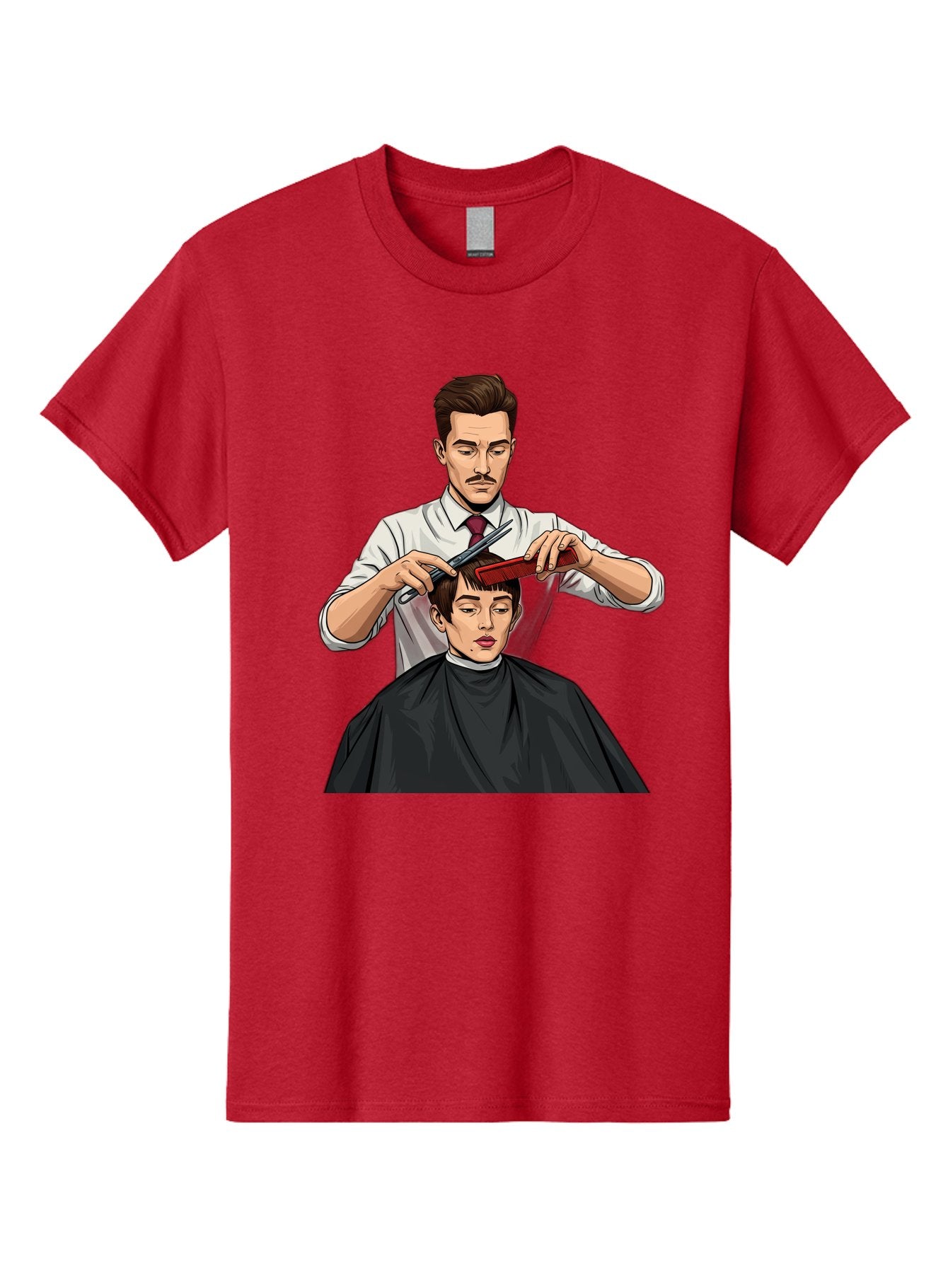 Barber-Cutting-Hair Men'S Graphic Tee, 100% Cotton, Comfortable Casual Summer Wear, Machine Washable, Barber Cutting Hair, Male Grooming, Haircut Service, Scissors And Comb, Stylish Haircut, Grooming Experience, Men'S Salon Bac602 13