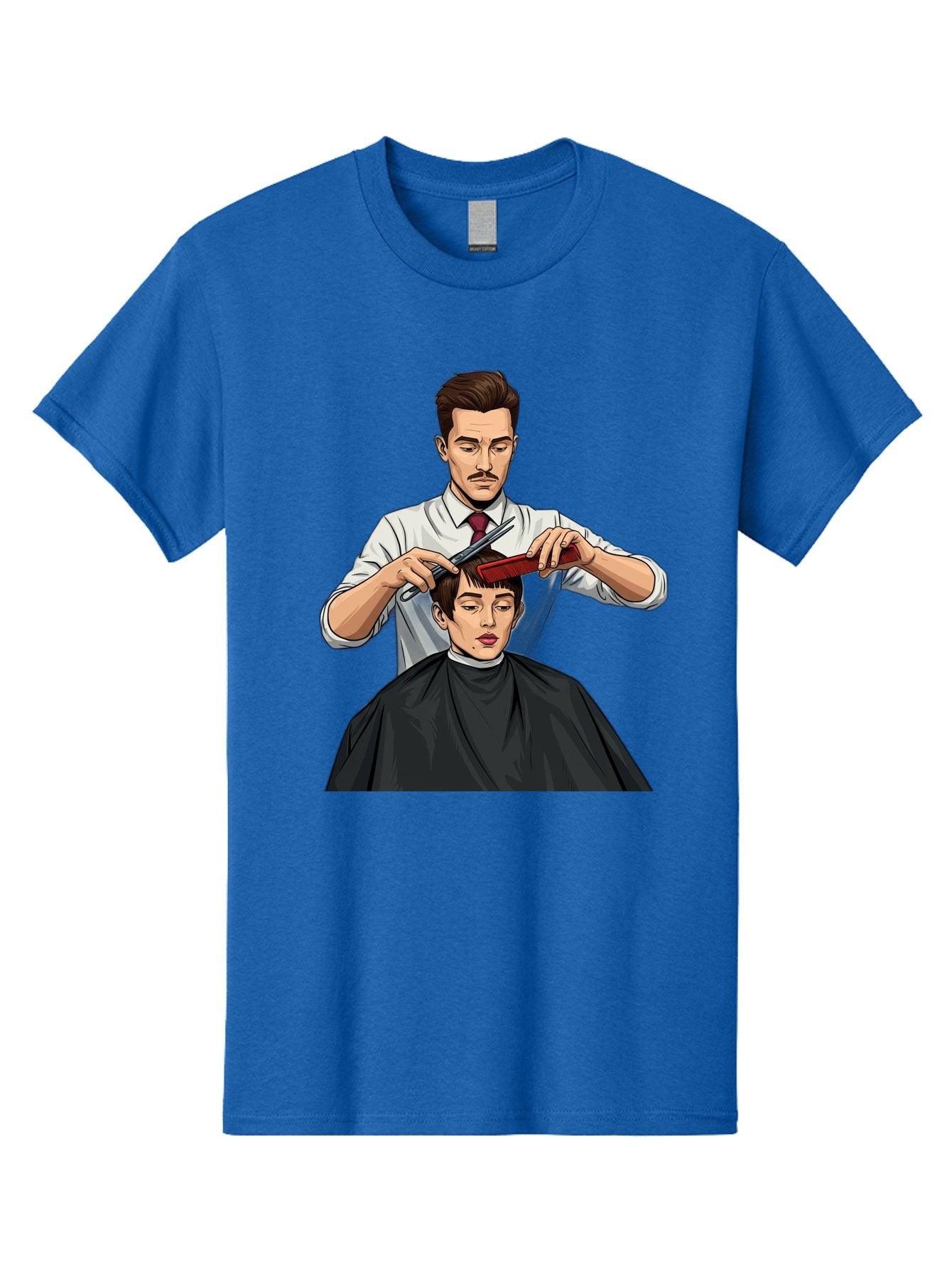 Barber-Cutting-Hair Men'S Graphic Tee, 100% Cotton, Comfortable Casual Summer Wear, Machine Washable, Barber Cutting Hair, Male Grooming, Haircut Service, Scissors And Comb, Stylish Haircut, Grooming Experience, Men'S Salon Bac602 14