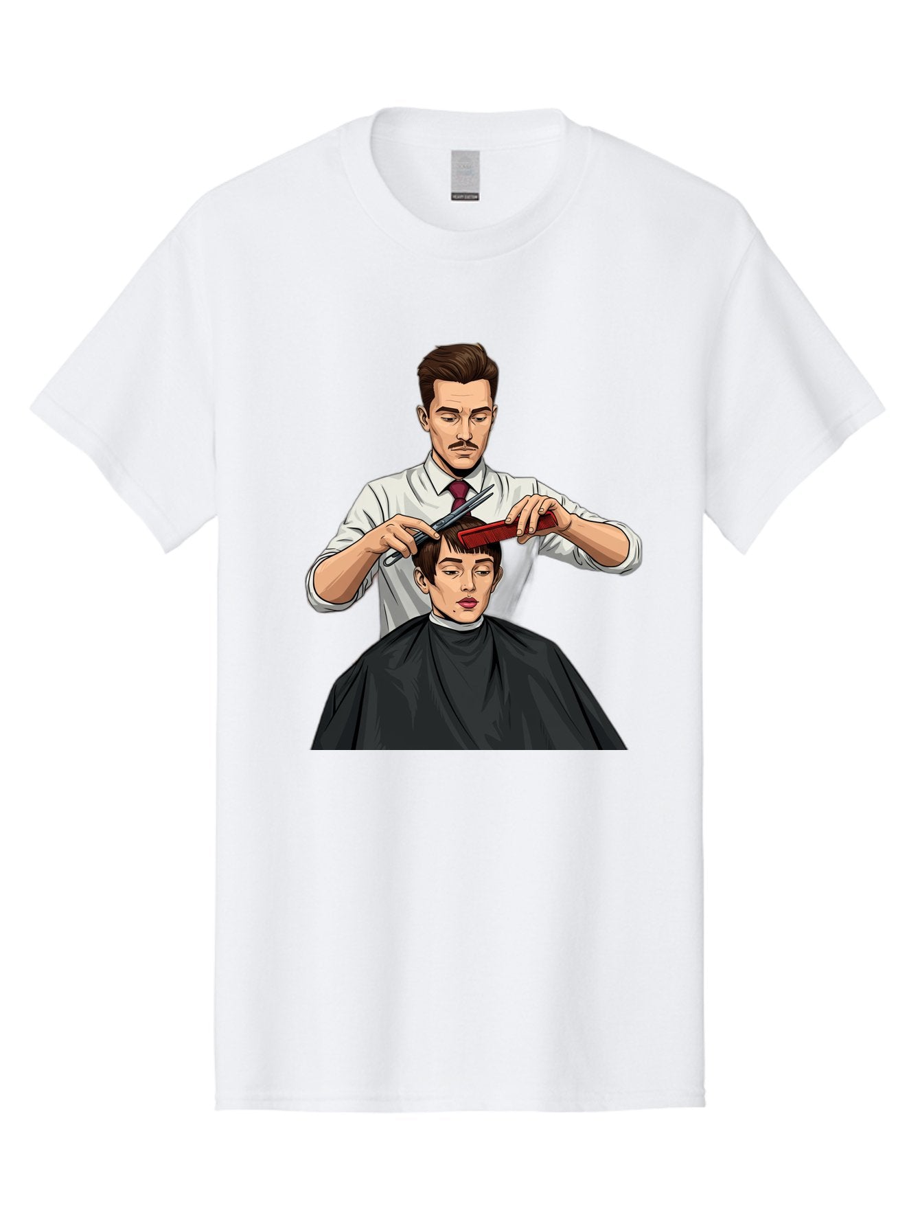 Barber-Cutting-Hair Men'S Graphic Tee, 100% Cotton, Comfortable Casual Summer Wear, Machine Washable, Barber Cutting Hair, Male Grooming, Haircut Service, Scissors And Comb, Stylish Haircut, Grooming Experience, Men'S Salon Bac602 10