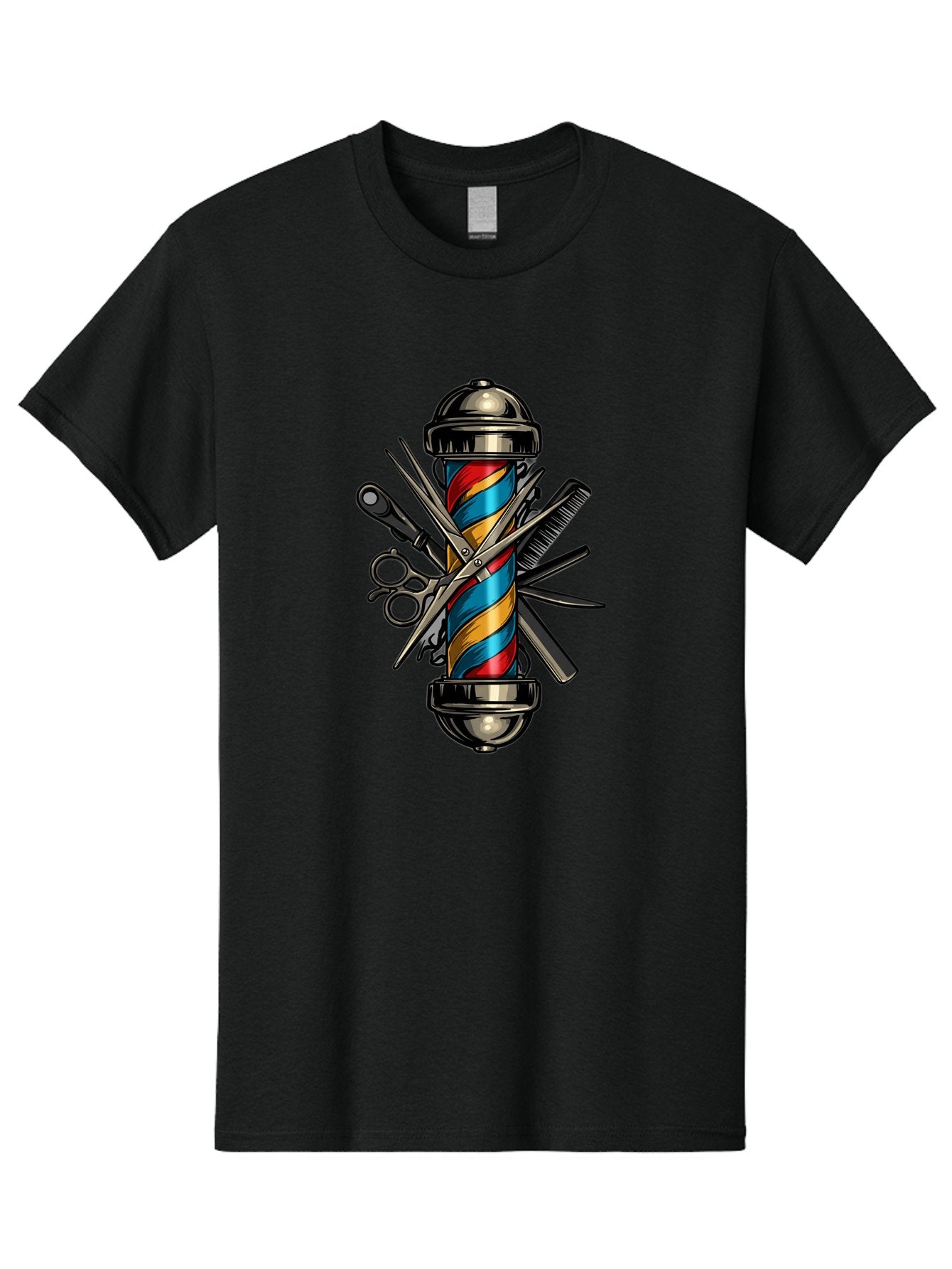 Barber-Pole-3 Men'S Graphic Tee, 100% Cotton, Comfortable Casual Summer Wear, Machine Washable, Barber Pole, Barber Shop, Hairdressing, Scissors, Comb, Clippers, Barber Tools, Barber Equipment, Men'S Grooming, Salon Services Bac605 4