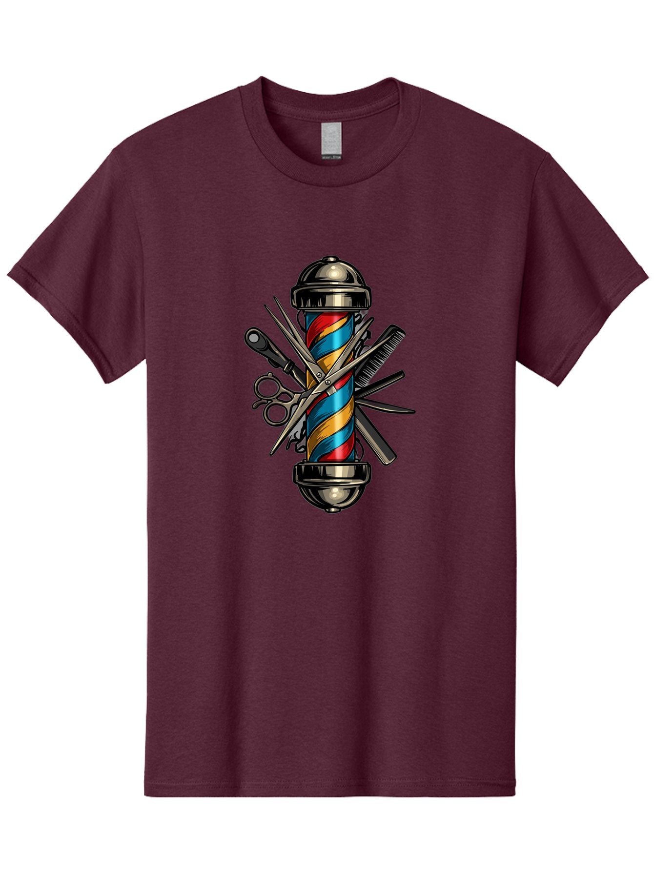 Barber-Pole-3 Men'S Graphic Tee, 100% Cotton, Comfortable Casual Summer Wear, Machine Washable, Barber Pole, Barber Shop, Hairdressing, Scissors, Comb, Clippers, Barber Tools, Barber Equipment, Men'S Grooming, Salon Services Bac605 14