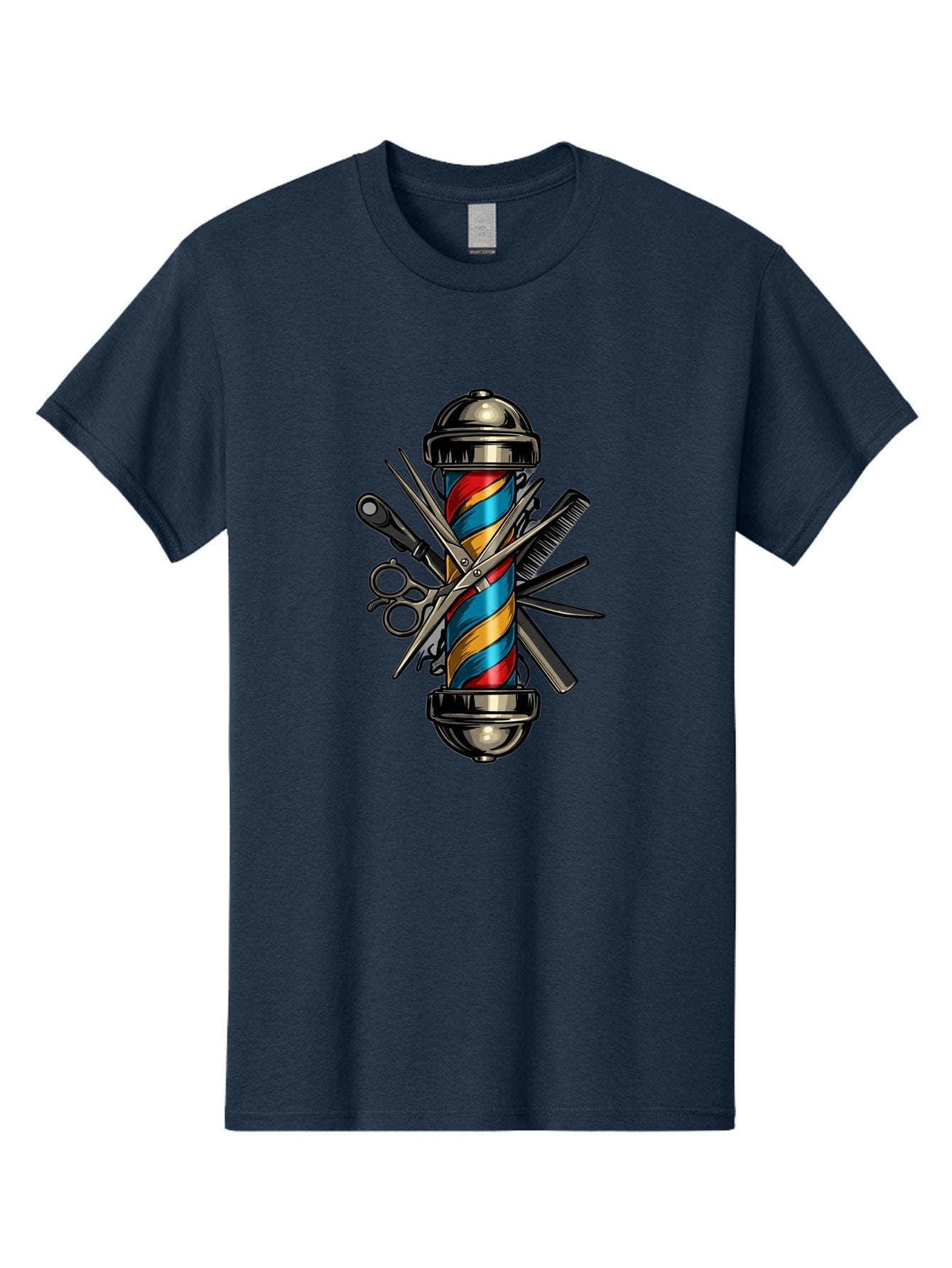 Barber-Pole-3 Men'S Graphic Tee, 100% Cotton, Comfortable Casual Summer Wear, Machine Washable, Barber Pole, Barber Shop, Hairdressing, Scissors, Comb, Clippers, Barber Tools, Barber Equipment, Men'S Grooming, Salon Services Bac605 12