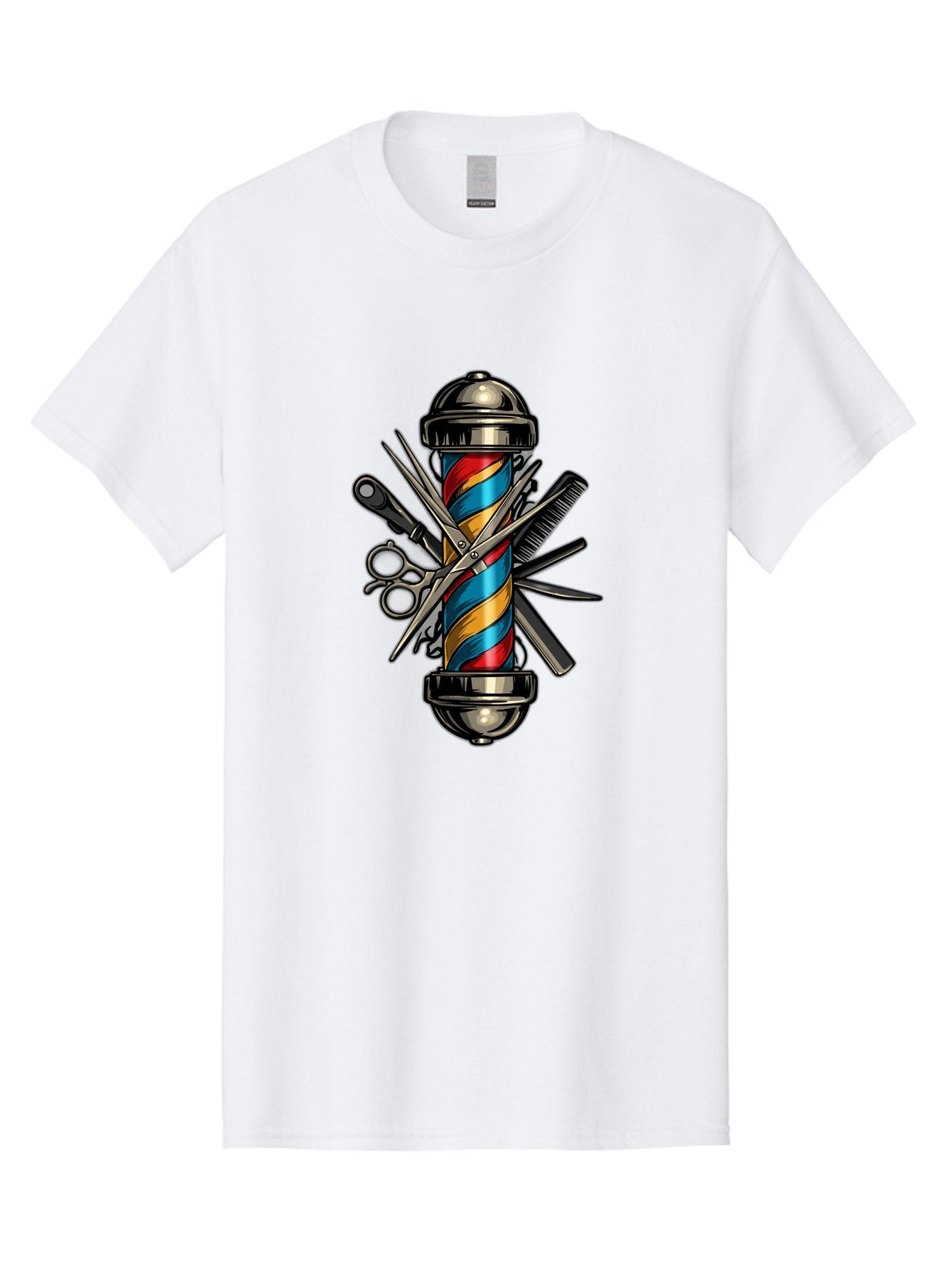 Barber-Pole-3 Men'S Graphic Tee, 100% Cotton, Comfortable Casual Summer Wear, Machine Washable, Barber Pole, Barber Shop, Hairdressing, Scissors, Comb, Clippers, Barber Tools, Barber Equipment, Men'S Grooming, Salon Services Bac605 11