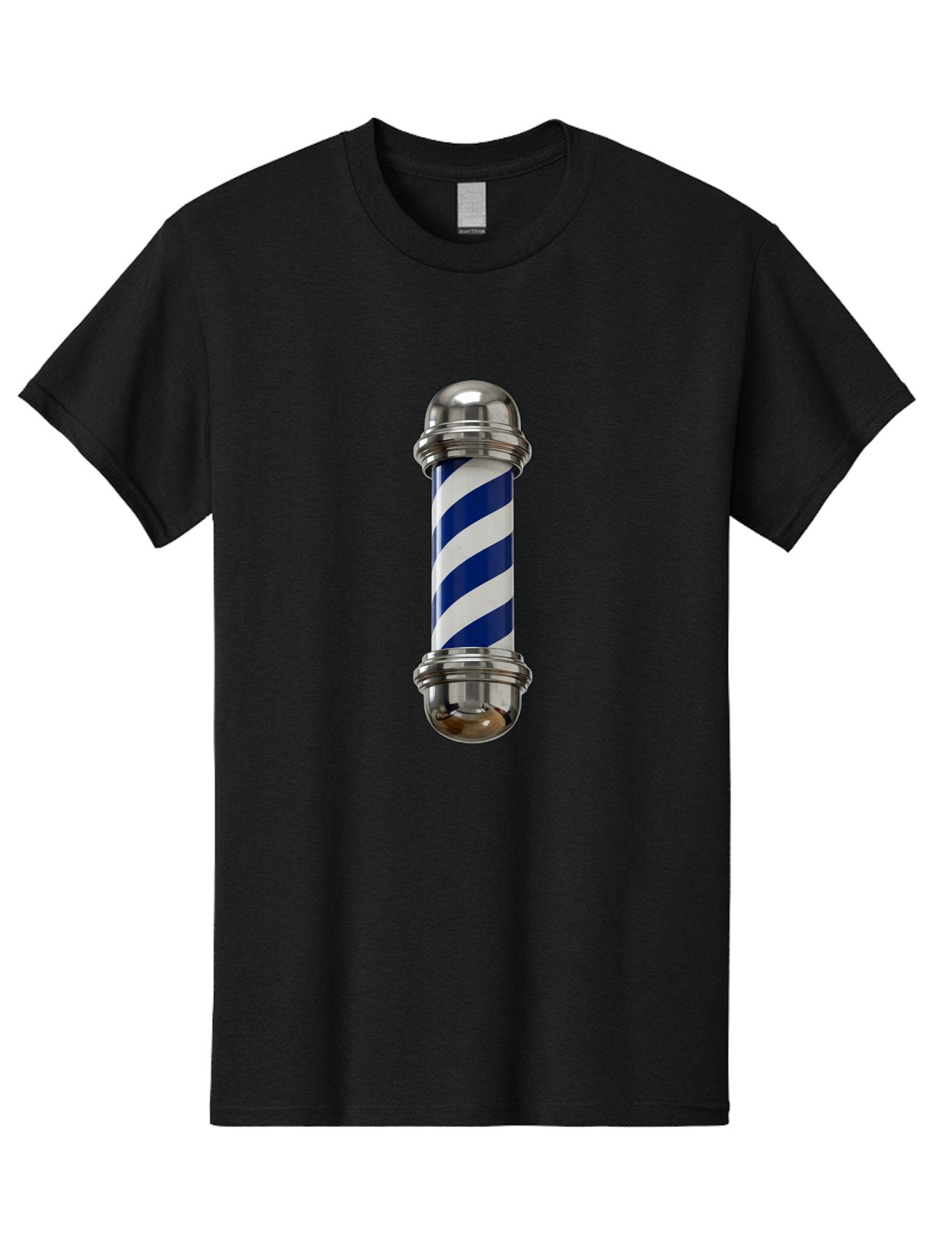 Barber-Pole Men'S Graphic Tee, 100% Cotton, Comfortable Casual Summer Wear, Machine Washable, Barber Pole, Blue And White Stripes, Silver Caps, Traditional Symbol, Barbershop Sign, Classic Design, Vintage Style, Grooming, Men'S Grooming, Bac606 4