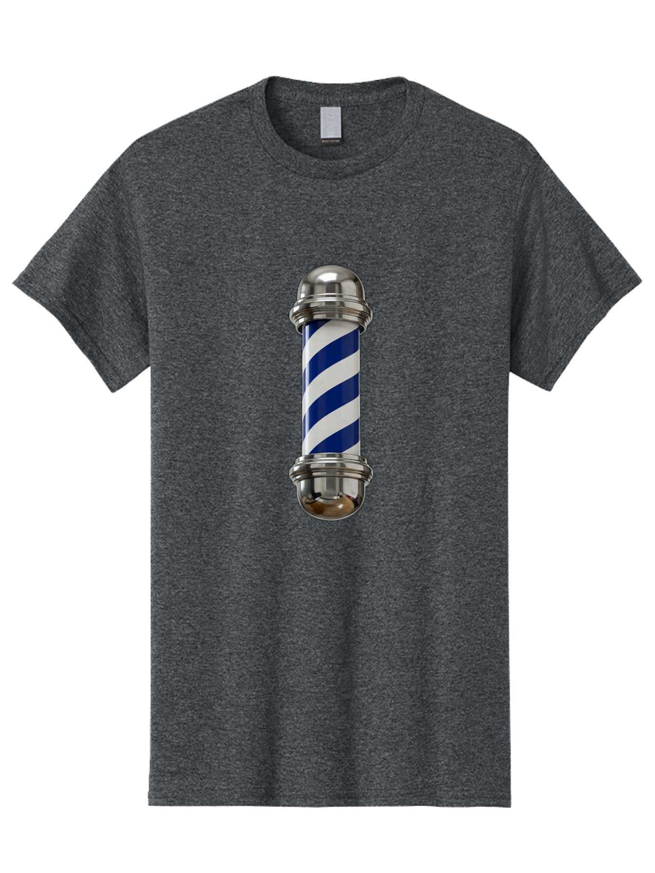 Barber-Pole Men'S Graphic Tee, 100% Cotton, Comfortable Casual Summer Wear, Machine Washable, Barber Pole, Blue And White Stripes, Silver Caps, Traditional Symbol, Barbershop Sign, Classic Design, Vintage Style, Grooming, Men'S Grooming, Bac606 15