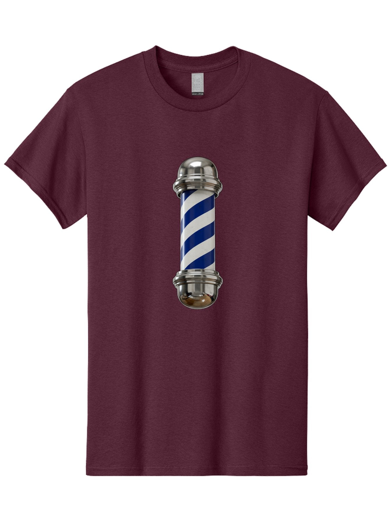 Barber-Pole Men'S Graphic Tee, 100% Cotton, Comfortable Casual Summer Wear, Machine Washable, Barber Pole, Blue And White Stripes, Silver Caps, Traditional Symbol, Barbershop Sign, Classic Design, Vintage Style, Grooming, Men'S Grooming, Bac606 5