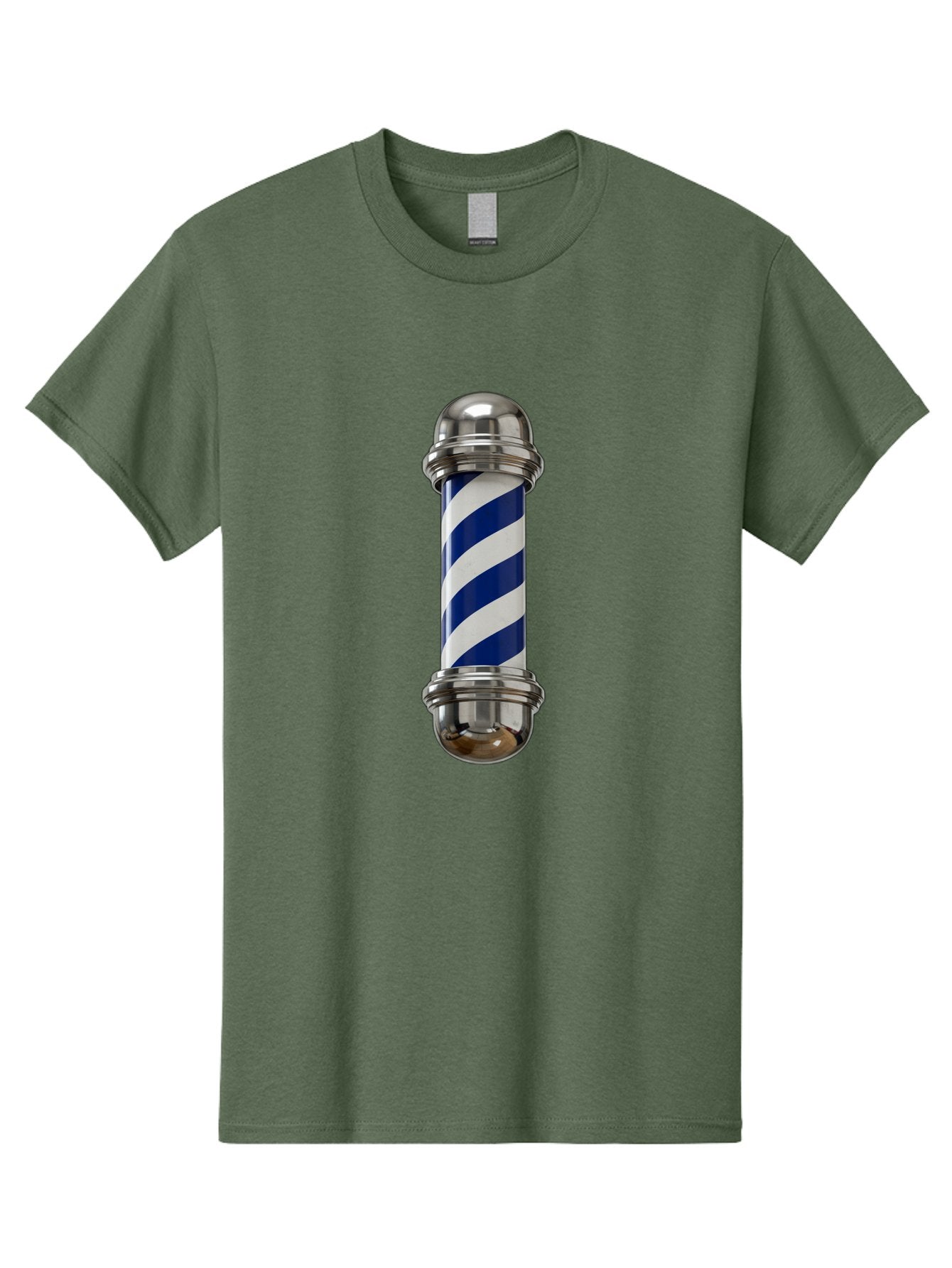 Barber-Pole Men'S Graphic Tee, 100% Cotton, Comfortable Casual Summer Wear, Machine Washable, Barber Pole, Blue And White Stripes, Silver Caps, Traditional Symbol, Barbershop Sign, Classic Design, Vintage Style, Grooming, Men'S Grooming, Bac606 14
