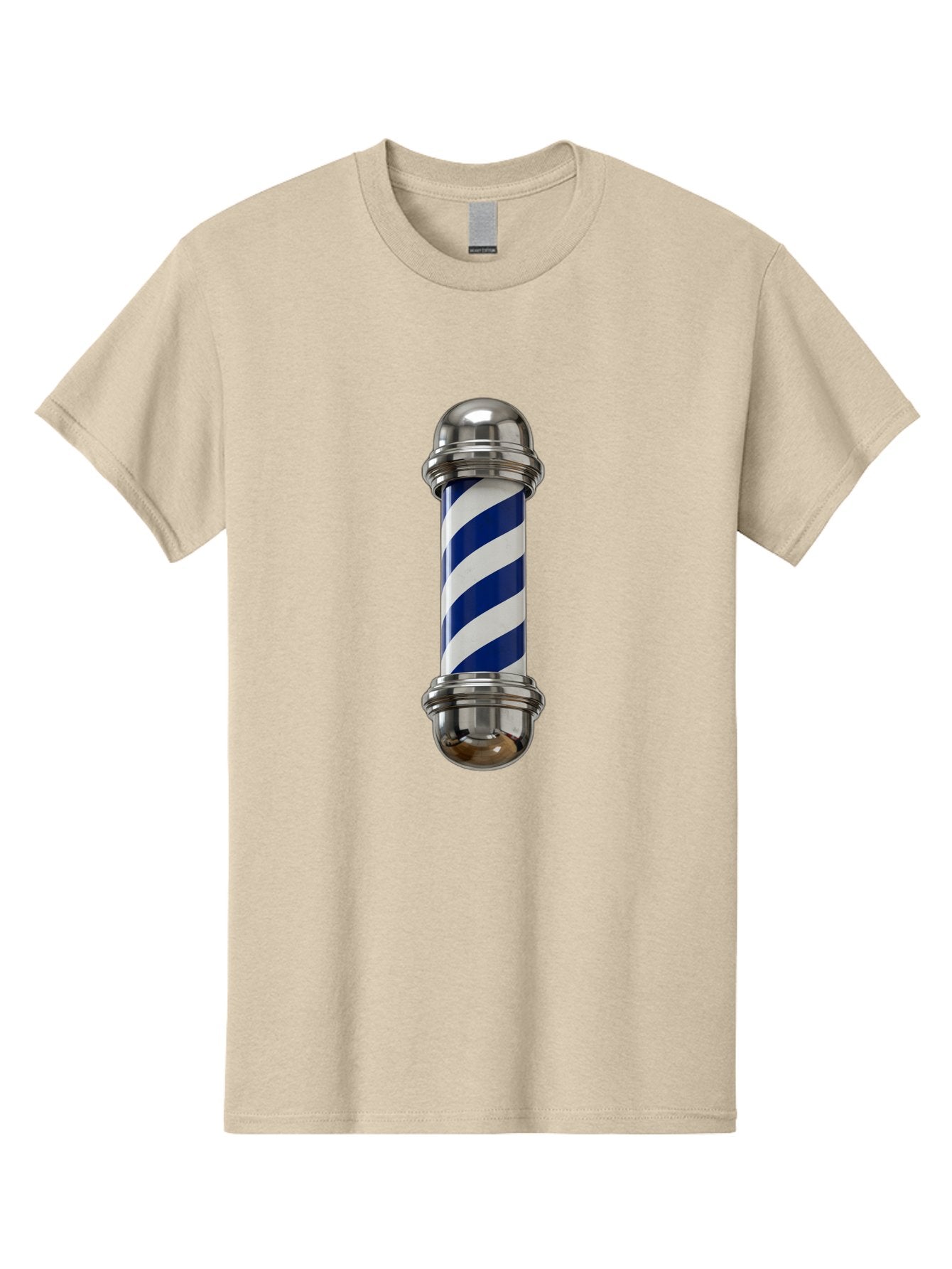 Barber-Pole Men'S Graphic Tee, 100% Cotton, Comfortable Casual Summer Wear, Machine Washable, Barber Pole, Blue And White Stripes, Silver Caps, Traditional Symbol, Barbershop Sign, Classic Design, Vintage Style, Grooming, Men'S Grooming, Bac606 13