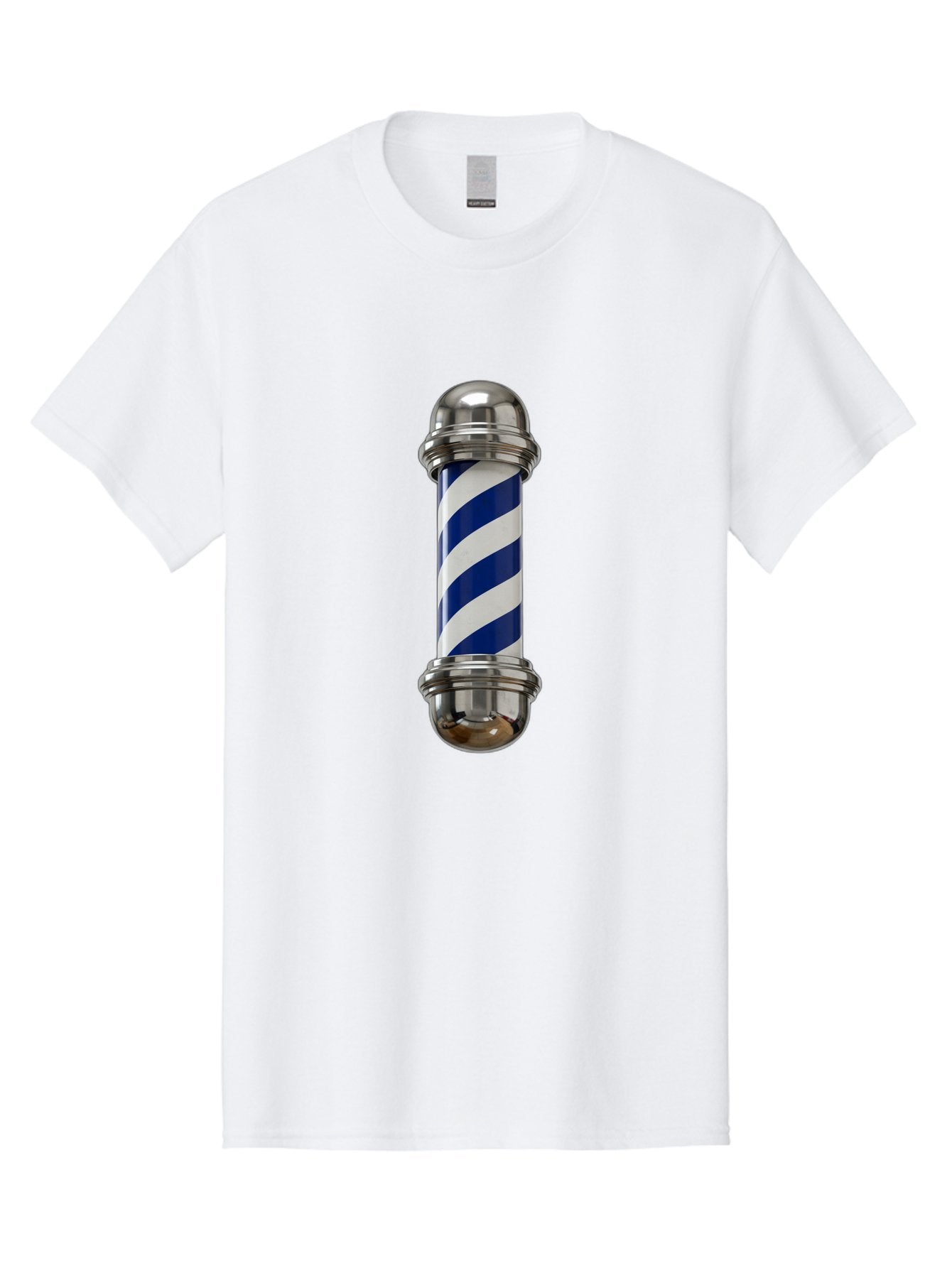 Barber-Pole Men'S Graphic Tee, 100% Cotton, Comfortable Casual Summer Wear, Machine Washable, Barber Pole, Blue And White Stripes, Silver Caps, Traditional Symbol, Barbershop Sign, Classic Design, Vintage Style, Grooming, Men'S Grooming, Bac606 10
