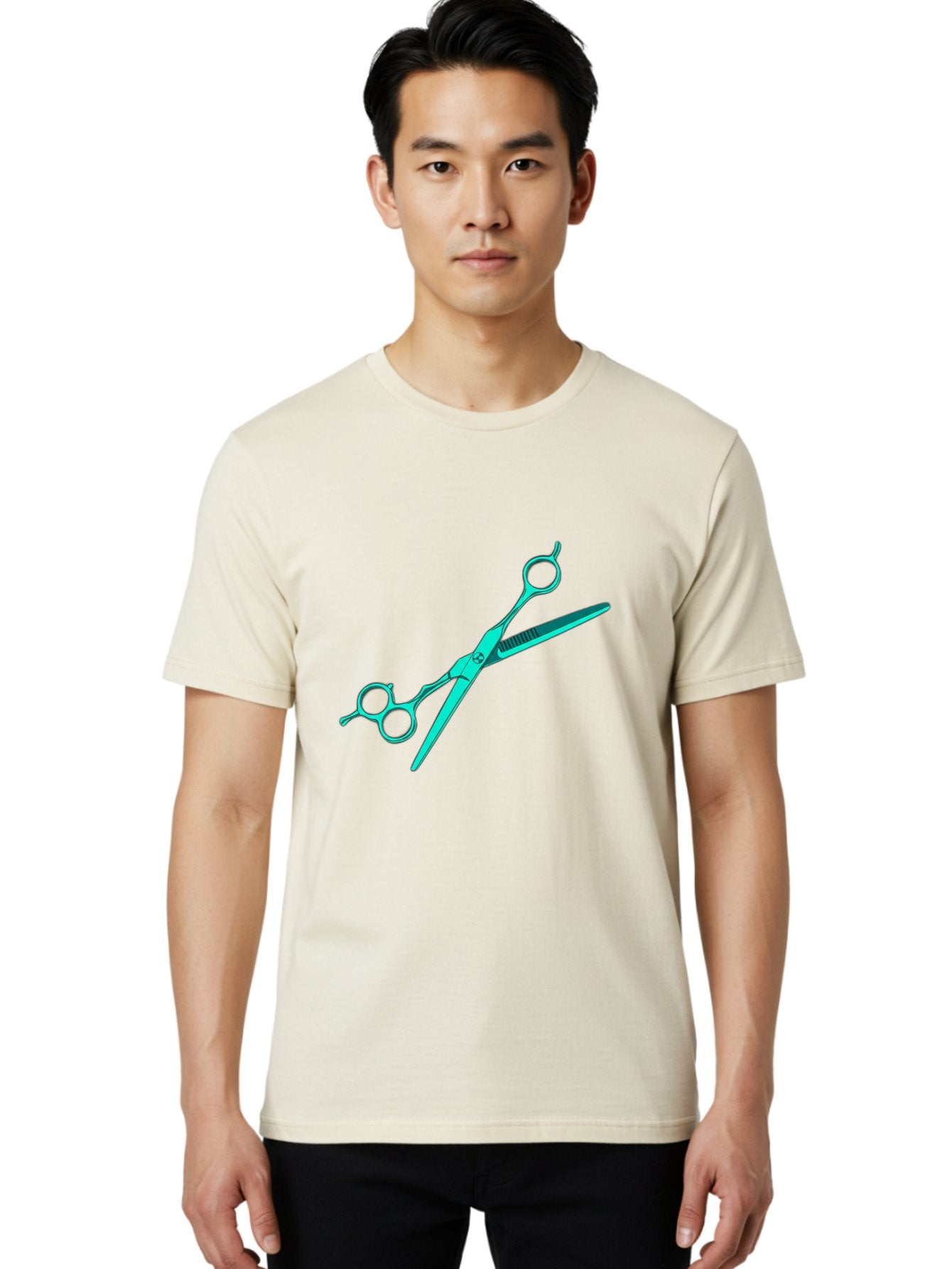 Barber-Scissors Men'S Graphic Tee, 100% Cotton, Comfortable Casual Summer Wear, Machine Washable, Hairdressing Scissors, Beauty Tools, Salon Equipment, Hair Cutting, Grooming, Styling, Professional Hairstyling Bac607 28