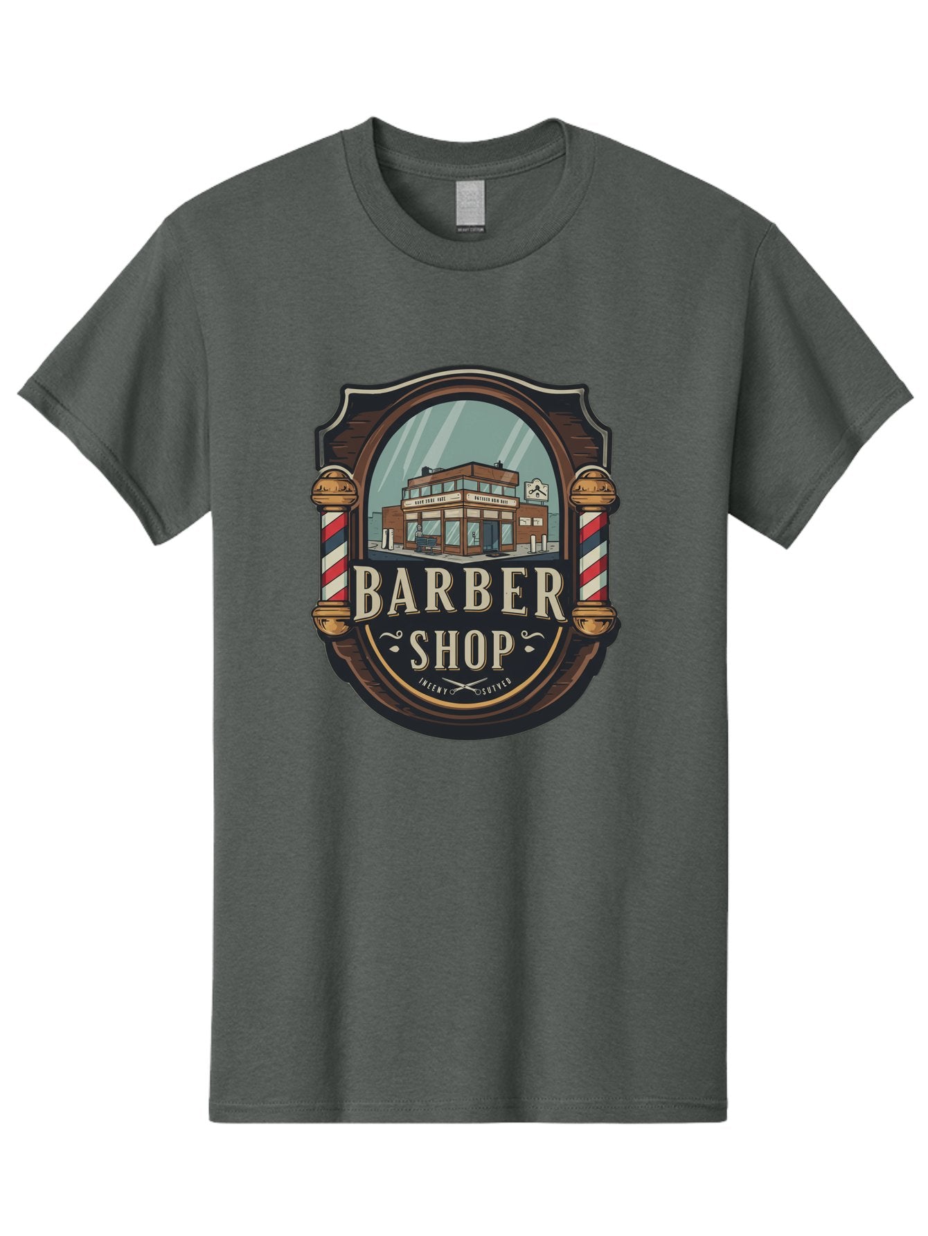 Barber-Shop-2 Men'S Graphic Tee, 100% Cotton, Comfortable Casual Summer Wear, Machine Washable, Barber Shop Logo, Vintage Barber Pole, Retro Style, Men'S Grooming, Barber Shop Sign, Classic Design, Ornate Details, Barber Shop Illustration Bac609 12