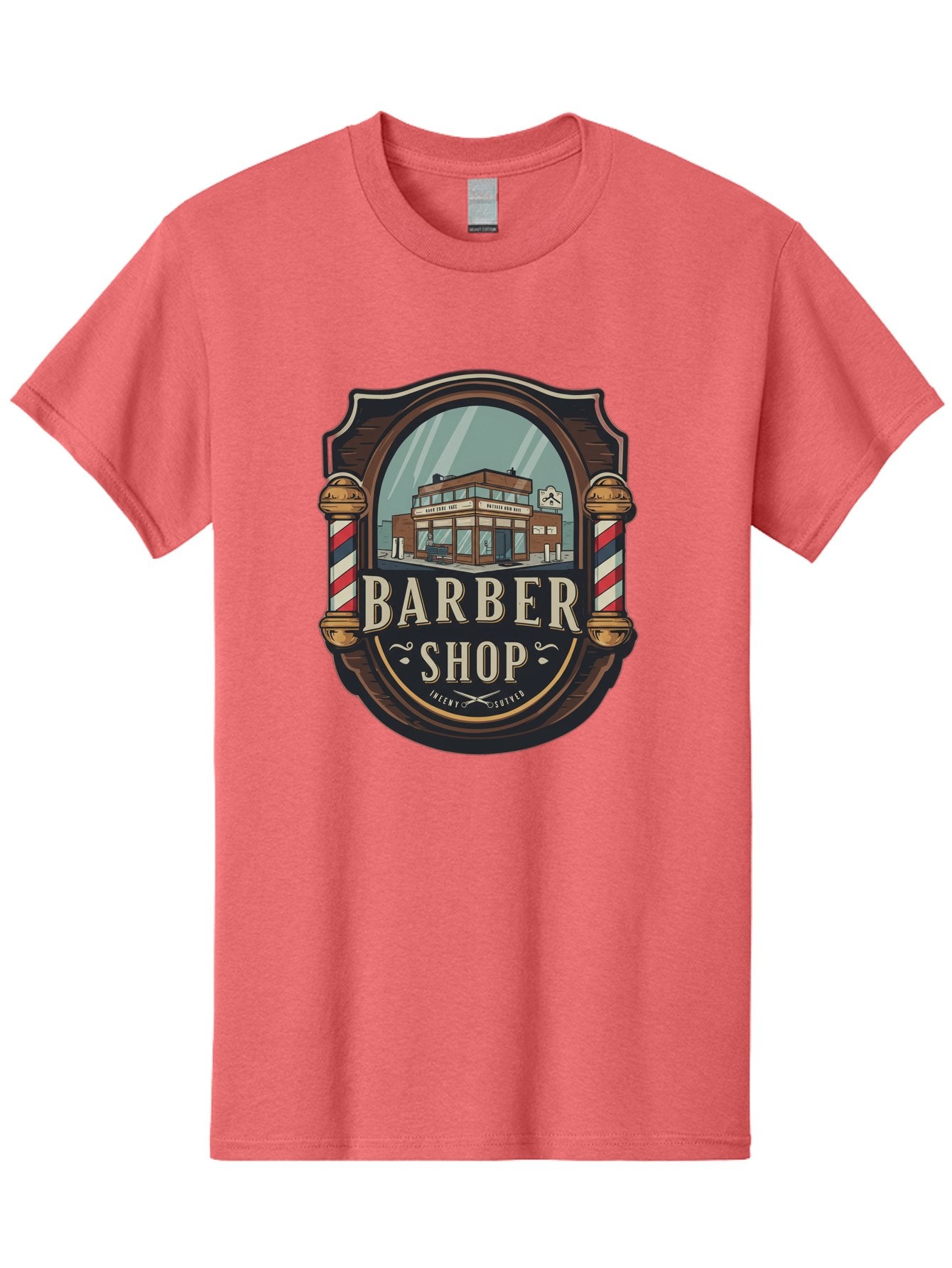 Barber-Shop-2 Men'S Graphic Tee, 100% Cotton, Comfortable Casual Summer Wear, Machine Washable, Barber Shop Logo, Vintage Barber Pole, Retro Style, Men'S Grooming, Barber Shop Sign, Classic Design, Ornate Details, Barber Shop Illustration Bac609 11