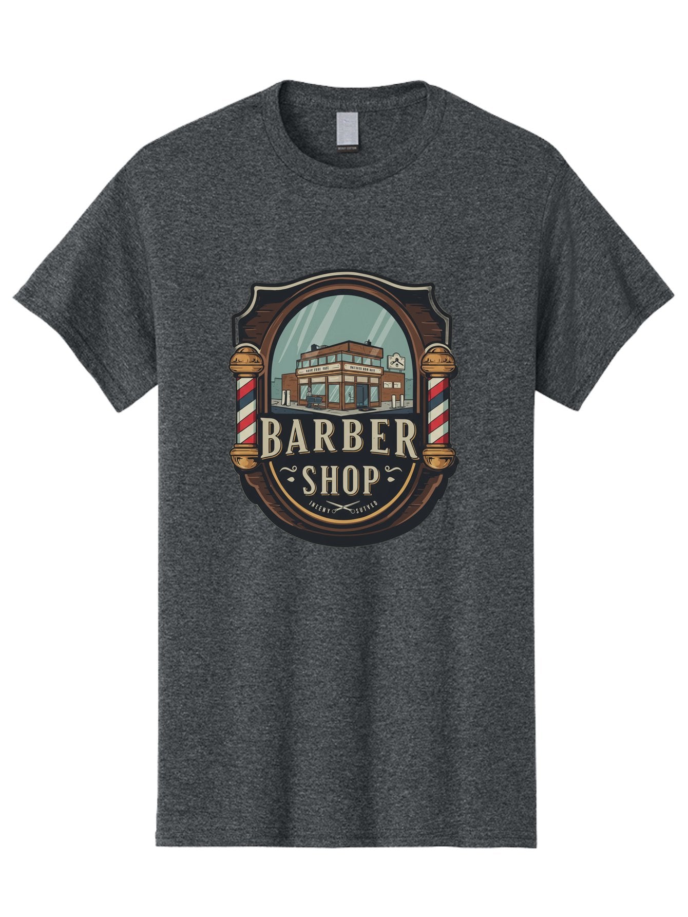 Barber-Shop-2 Men'S Graphic Tee, 100% Cotton, Comfortable Casual Summer Wear, Machine Washable, Barber Shop Logo, Vintage Barber Pole, Retro Style, Men'S Grooming, Barber Shop Sign, Classic Design, Ornate Details, Barber Shop Illustration Bac609 7