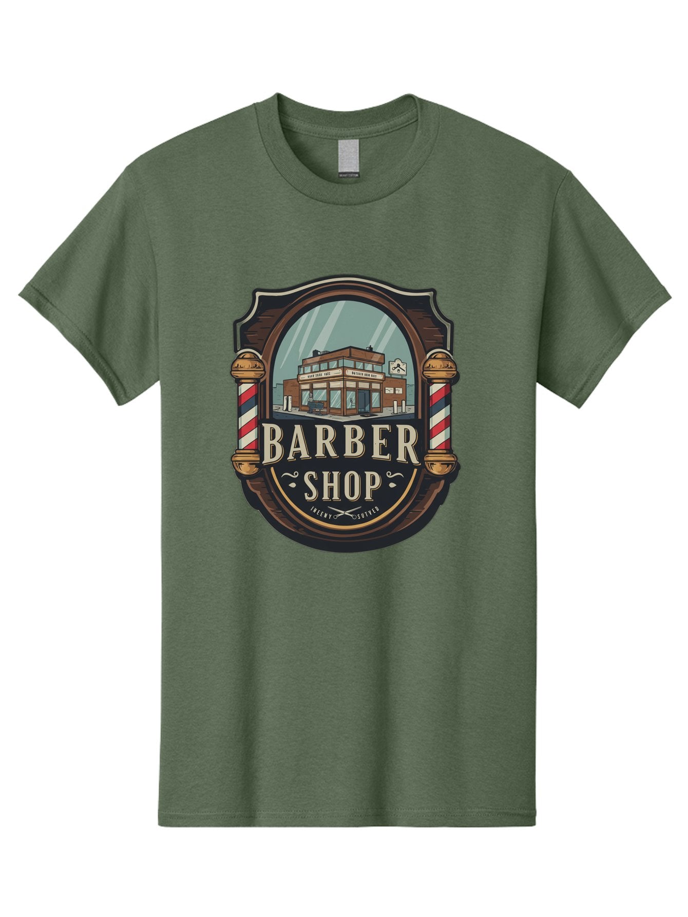 Barber-Shop-2 Men'S Graphic Tee, 100% Cotton, Comfortable Casual Summer Wear, Machine Washable, Barber Shop Logo, Vintage Barber Pole, Retro Style, Men'S Grooming, Barber Shop Sign, Classic Design, Ornate Details, Barber Shop Illustration Bac609 13