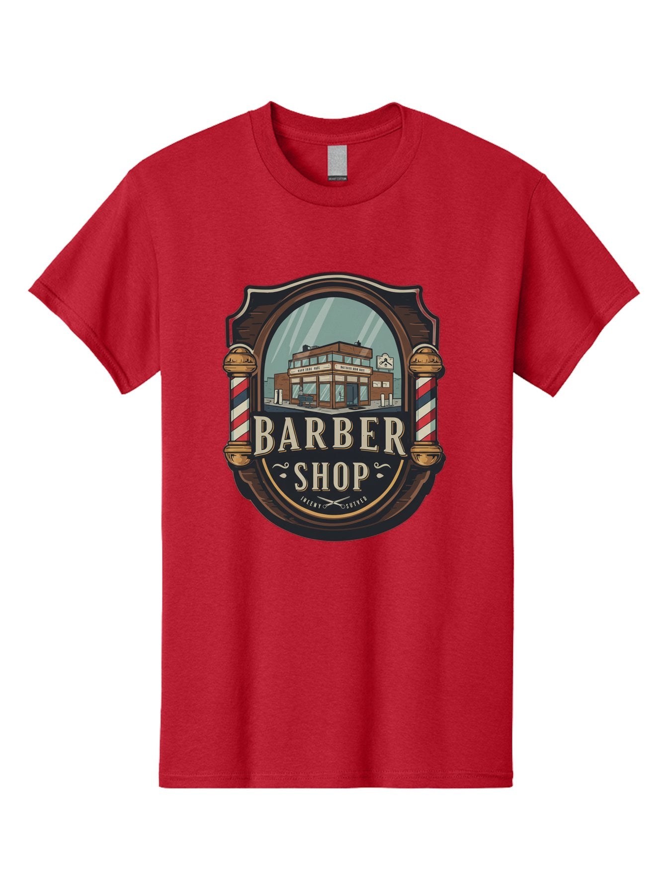Barber-Shop-2 Men'S Graphic Tee, 100% Cotton, Comfortable Casual Summer Wear, Machine Washable, Barber Shop Logo, Vintage Barber Pole, Retro Style, Men'S Grooming, Barber Shop Sign, Classic Design, Ornate Details, Barber Shop Illustration Bac609 4