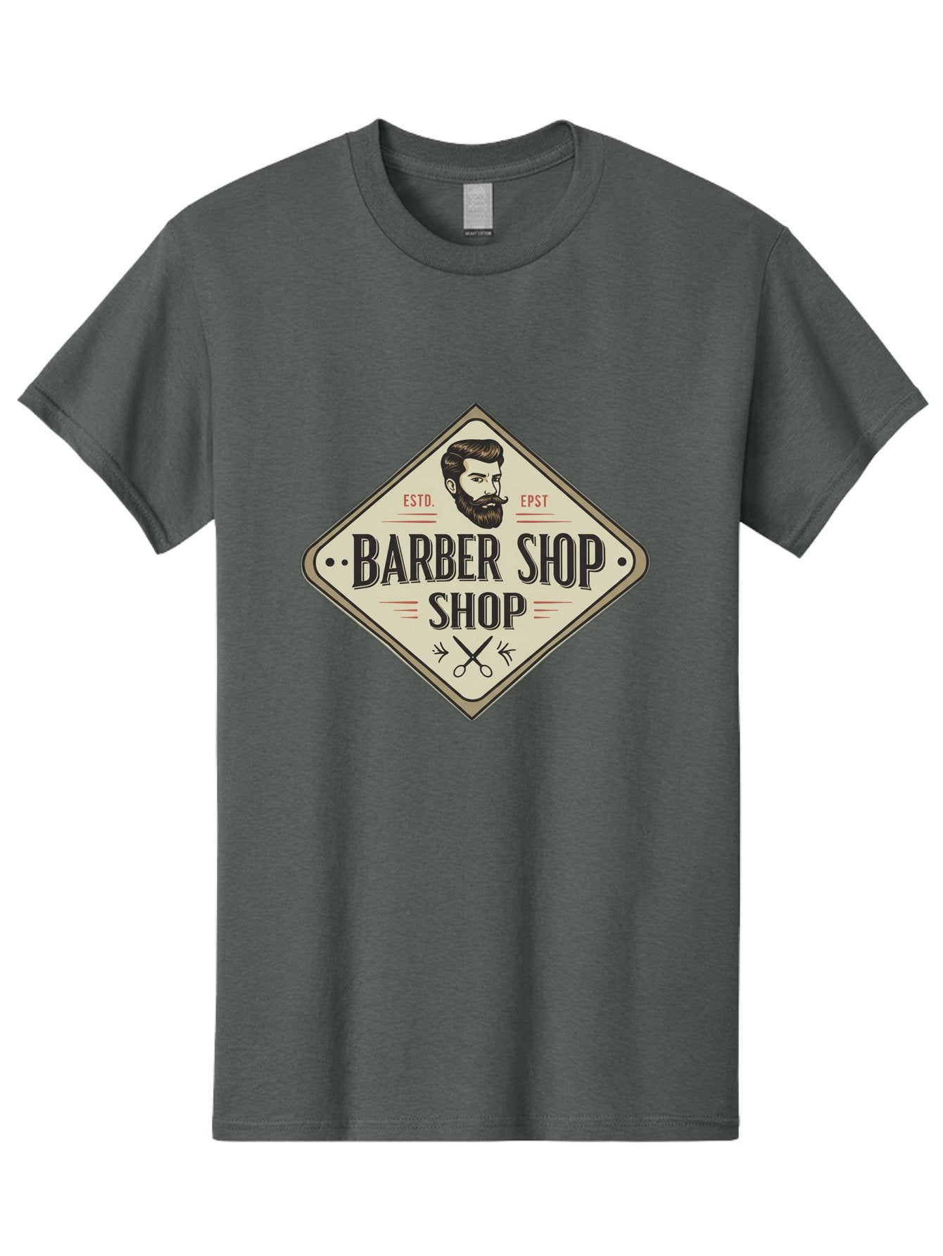 Barber-Shop-Shop Men'S Graphic Tee, 100% Cotton, Comfortable Casual Summer Wear, Machine Washable, Barber Shop Logo, Vintage Style, Men'S Grooming, Beard Care, Haircutting Scissors, Retro Signage, Classic Barber Bac610 7