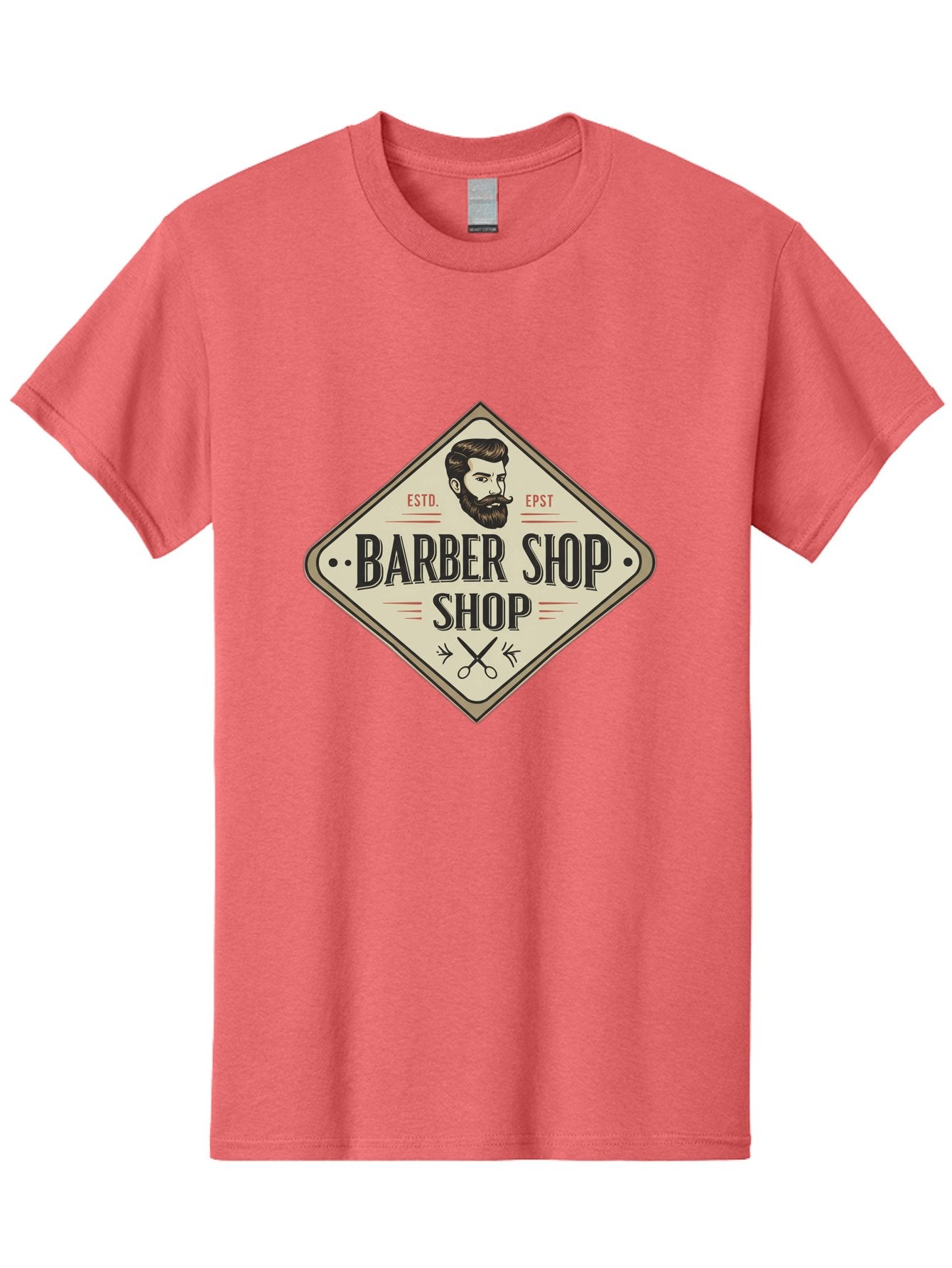 Barber-Shop-Shop Men'S Graphic Tee, 100% Cotton, Comfortable Casual Summer Wear, Machine Washable, Barber Shop Logo, Vintage Style, Men'S Grooming, Beard Care, Haircutting Scissors, Retro Signage, Classic Barber Bac610 15