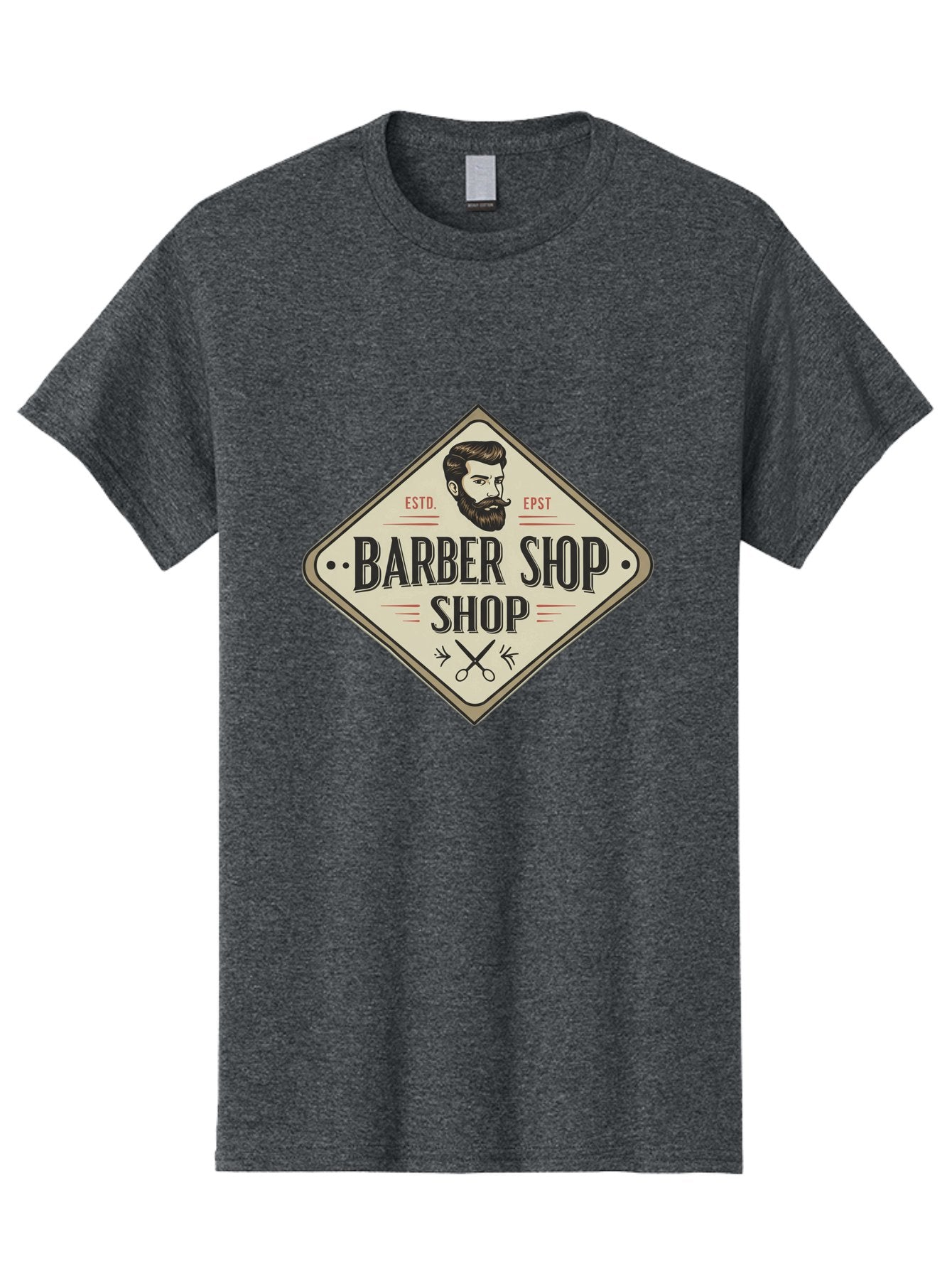 Barber-Shop-Shop Men'S Graphic Tee, 100% Cotton, Comfortable Casual Summer Wear, Machine Washable, Barber Shop Logo, Vintage Style, Men'S Grooming, Beard Care, Haircutting Scissors, Retro Signage, Classic Barber Bac610 14