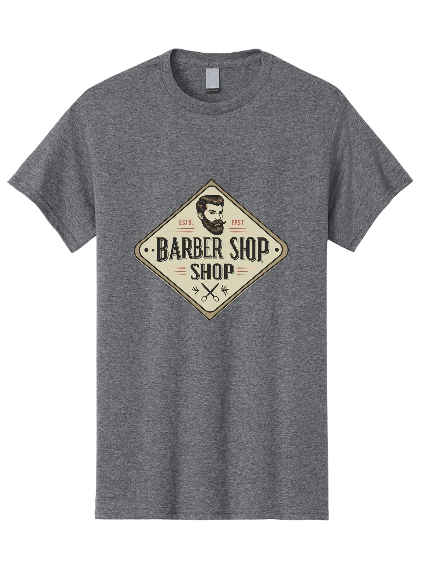 Barber-Shop-Shop Men'S Graphic Tee, 100% Cotton, Comfortable Casual Summer Wear, Machine Washable, Barber Shop Logo, Vintage Style, Men'S Grooming, Beard Care, Haircutting Scissors, Retro Signage, Classic Barber Bac610 5
