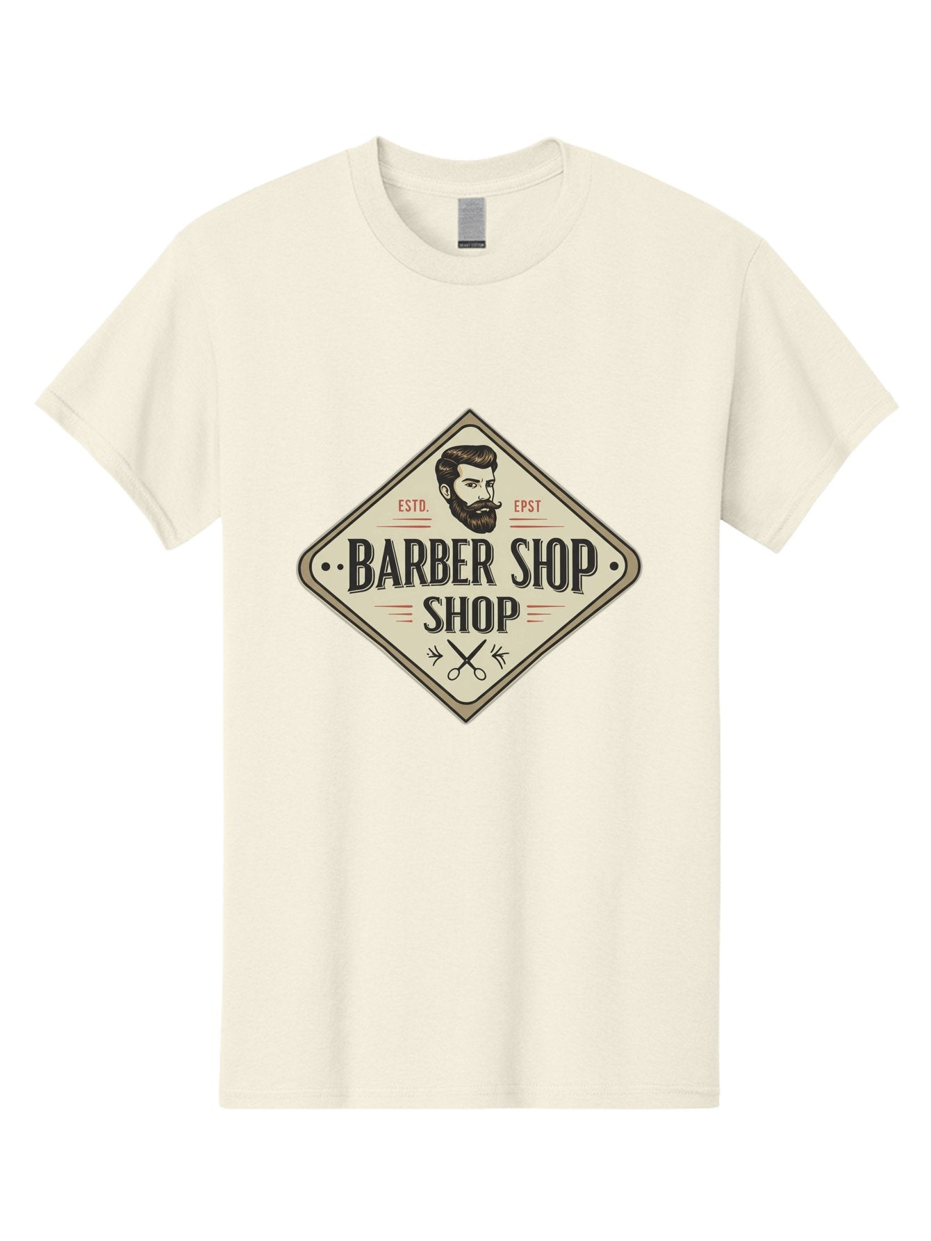 Barber-Shop-Shop Men'S Graphic Tee, 100% Cotton, Comfortable Casual Summer Wear, Machine Washable, Barber Shop Logo, Vintage Style, Men'S Grooming, Beard Care, Haircutting Scissors, Retro Signage, Classic Barber Bac610 9
