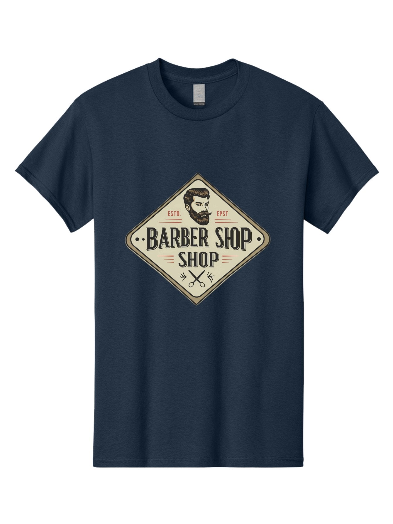 Barber-Shop-Shop Men'S Graphic Tee, 100% Cotton, Comfortable Casual Summer Wear, Machine Washable, Barber Shop Logo, Vintage Style, Men'S Grooming, Beard Care, Haircutting Scissors, Retro Signage, Classic Barber Bac610