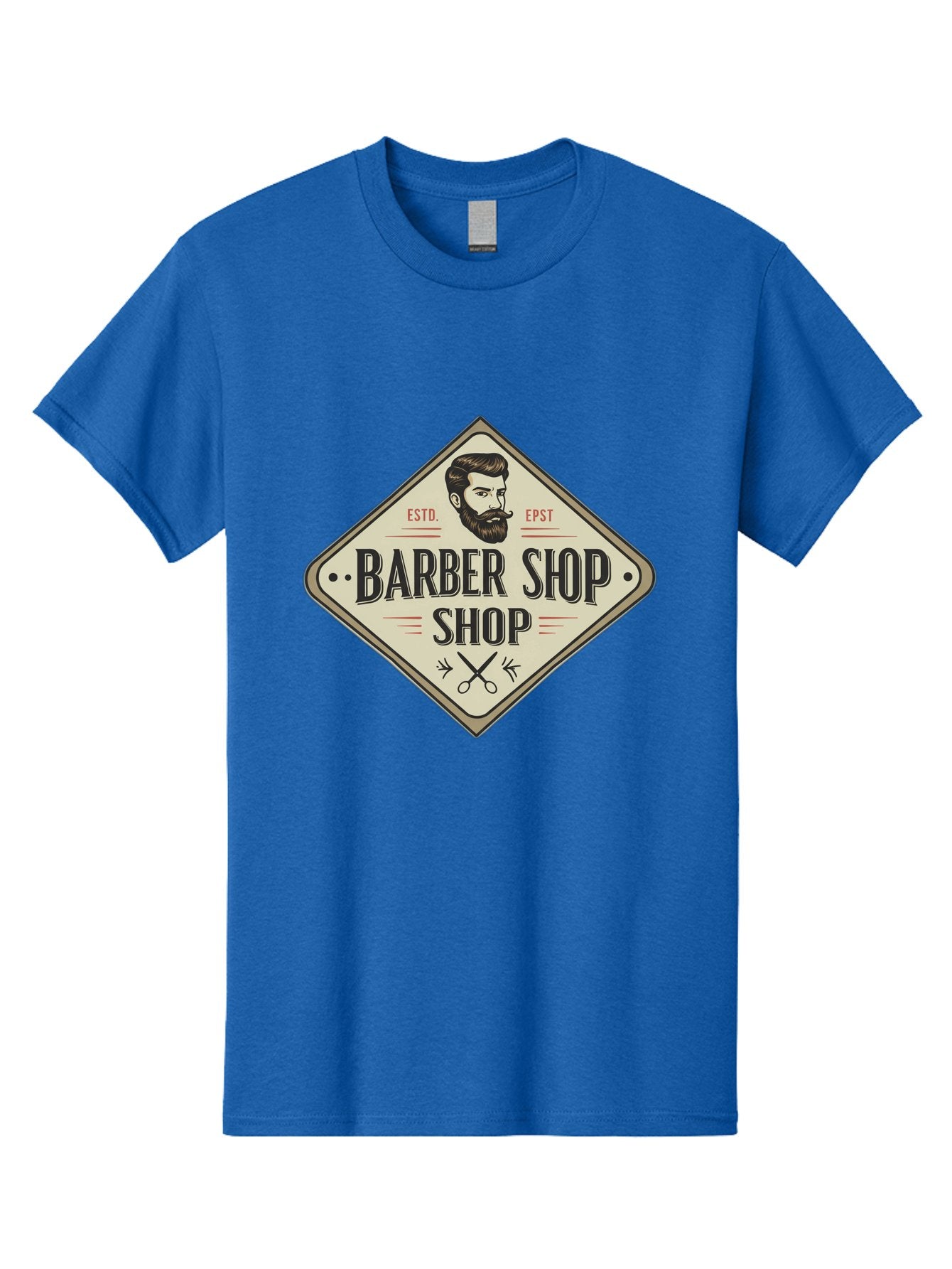 Barber-Shop-Shop Men'S Graphic Tee, 100% Cotton, Comfortable Casual Summer Wear, Machine Washable, Barber Shop Logo, Vintage Style, Men'S Grooming, Beard Care, Haircutting Scissors, Retro Signage, Classic Barber Bac610