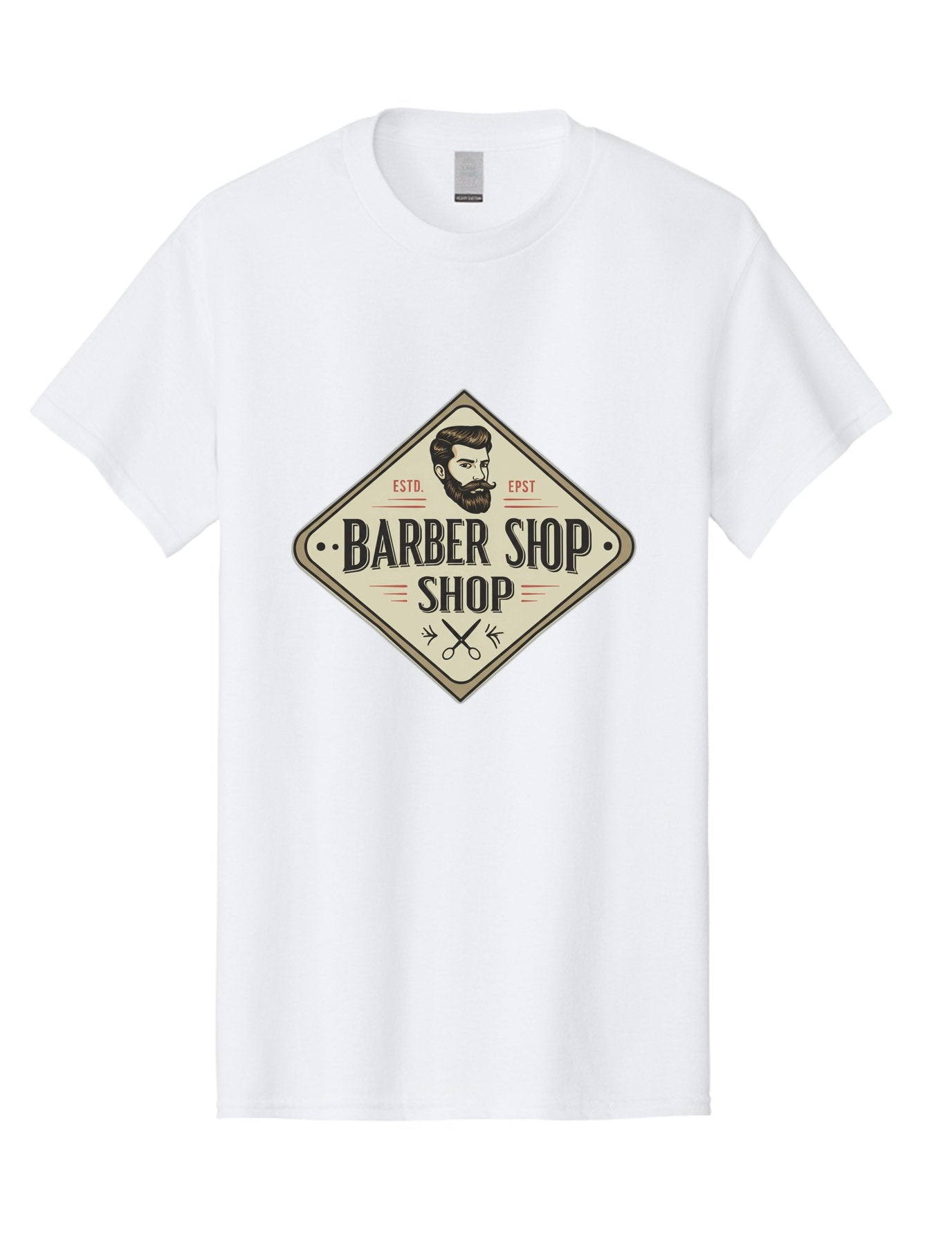 Barber-Shop-Shop Men'S Graphic Tee, 100% Cotton, Comfortable Casual Summer Wear, Machine Washable, Barber Shop Logo, Vintage Style, Men'S Grooming, Beard Care, Haircutting Scissors, Retro Signage, Classic Barber Bac610 4