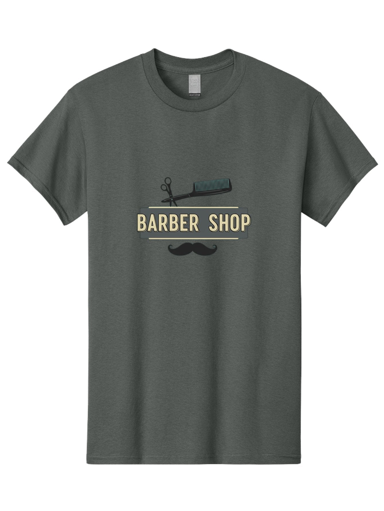Barber-Shop Men'S Graphic Tee, 100% Cotton, Comfortable Casual Summer Wear, Machine Washable, Barber Shop Logo, Barber Shop Sign, Grooming Tools, Scissors, Comb, Mustache, Men'S Grooming, Barber Services, Haircut, Beard Care, Styling Bac611 4