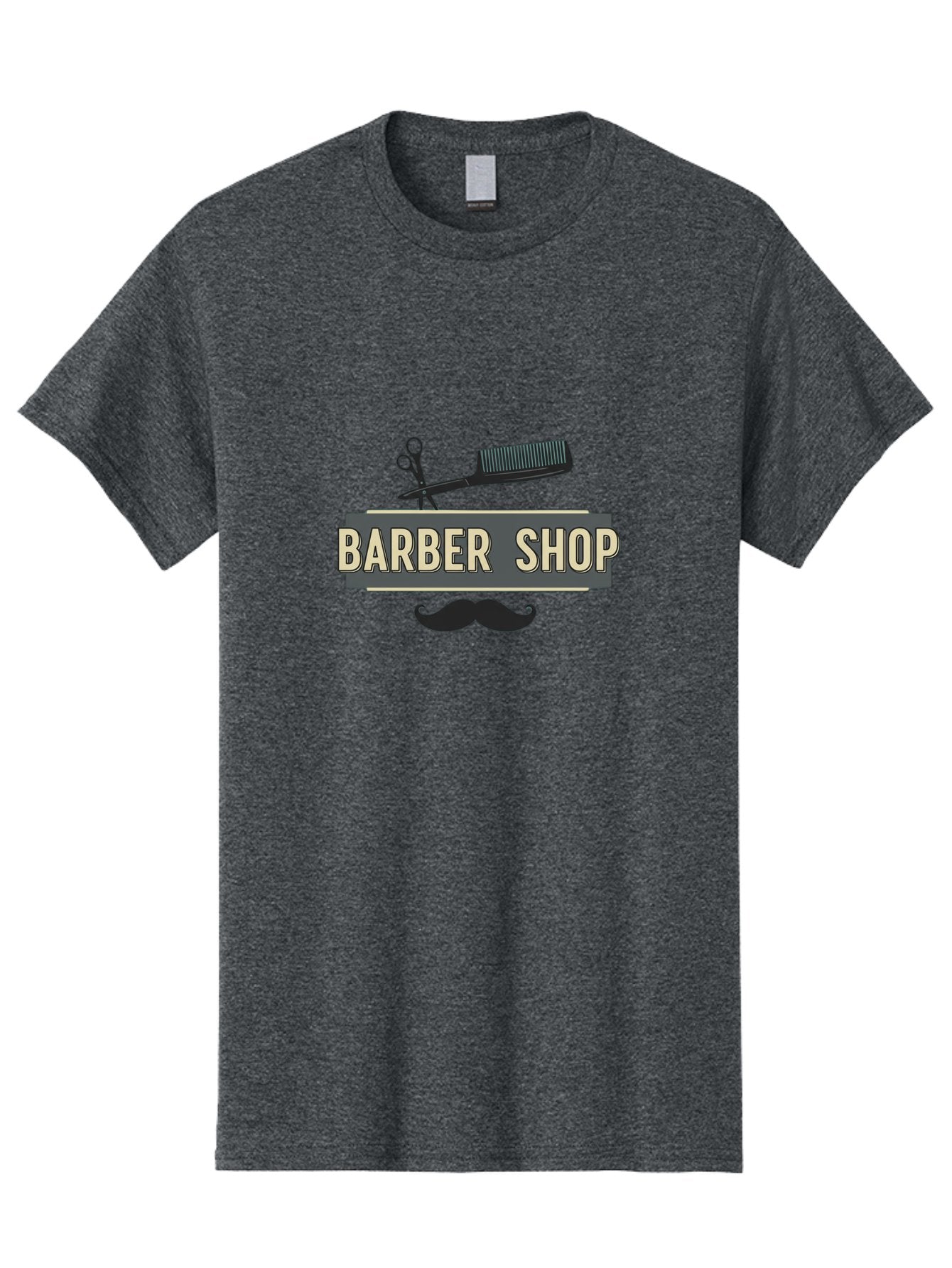 Barber-Shop Men'S Graphic Tee, 100% Cotton, Comfortable Casual Summer Wear, Machine Washable, Barber Shop Logo, Barber Shop Sign, Grooming Tools, Scissors, Comb, Mustache, Men'S Grooming, Barber Services, Haircut, Beard Care, Styling Bac611 7