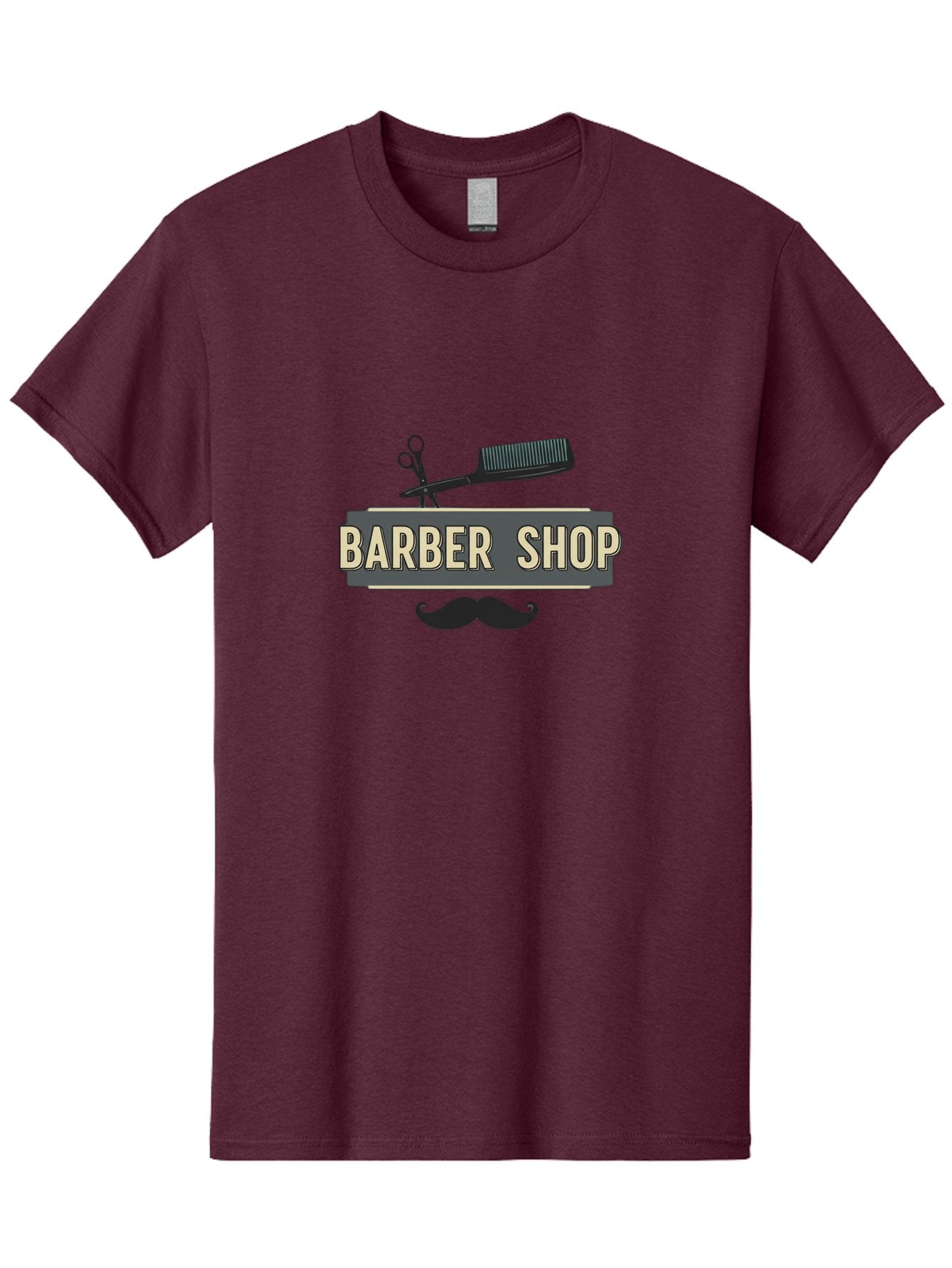 Barber-Shop Men'S Graphic Tee, 100% Cotton, Comfortable Casual Summer Wear, Machine Washable, Barber Shop Logo, Barber Shop Sign, Grooming Tools, Scissors, Comb, Mustache, Men'S Grooming, Barber Services, Haircut, Beard Care, Styling Bac611 8