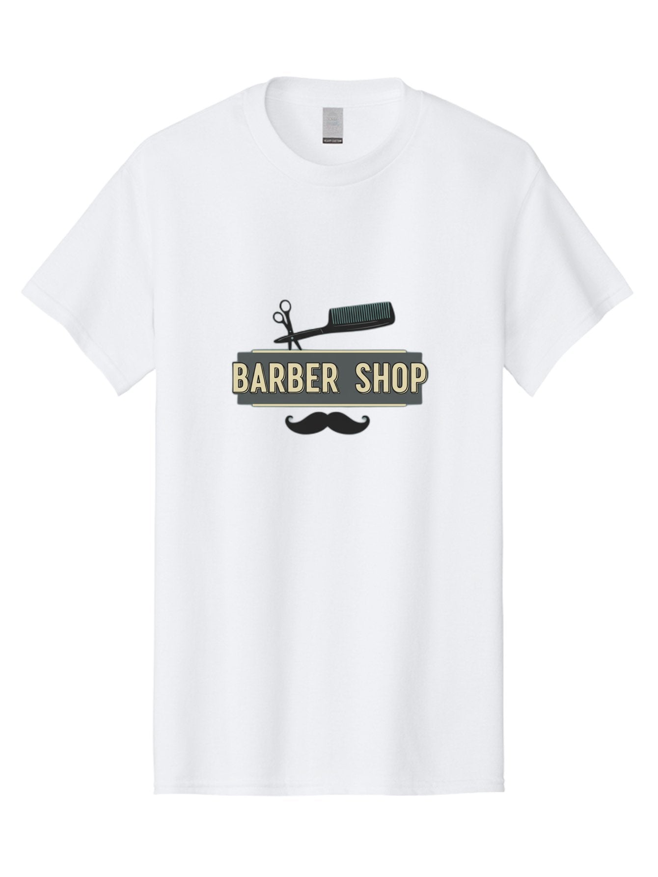 Barber-Shop Men'S Graphic Tee, 100% Cotton, Comfortable Casual Summer Wear, Machine Washable, Barber Shop Logo, Barber Shop Sign, Grooming Tools, Scissors, Comb, Mustache, Men'S Grooming, Barber Services, Haircut, Beard Care, Styling Bac611