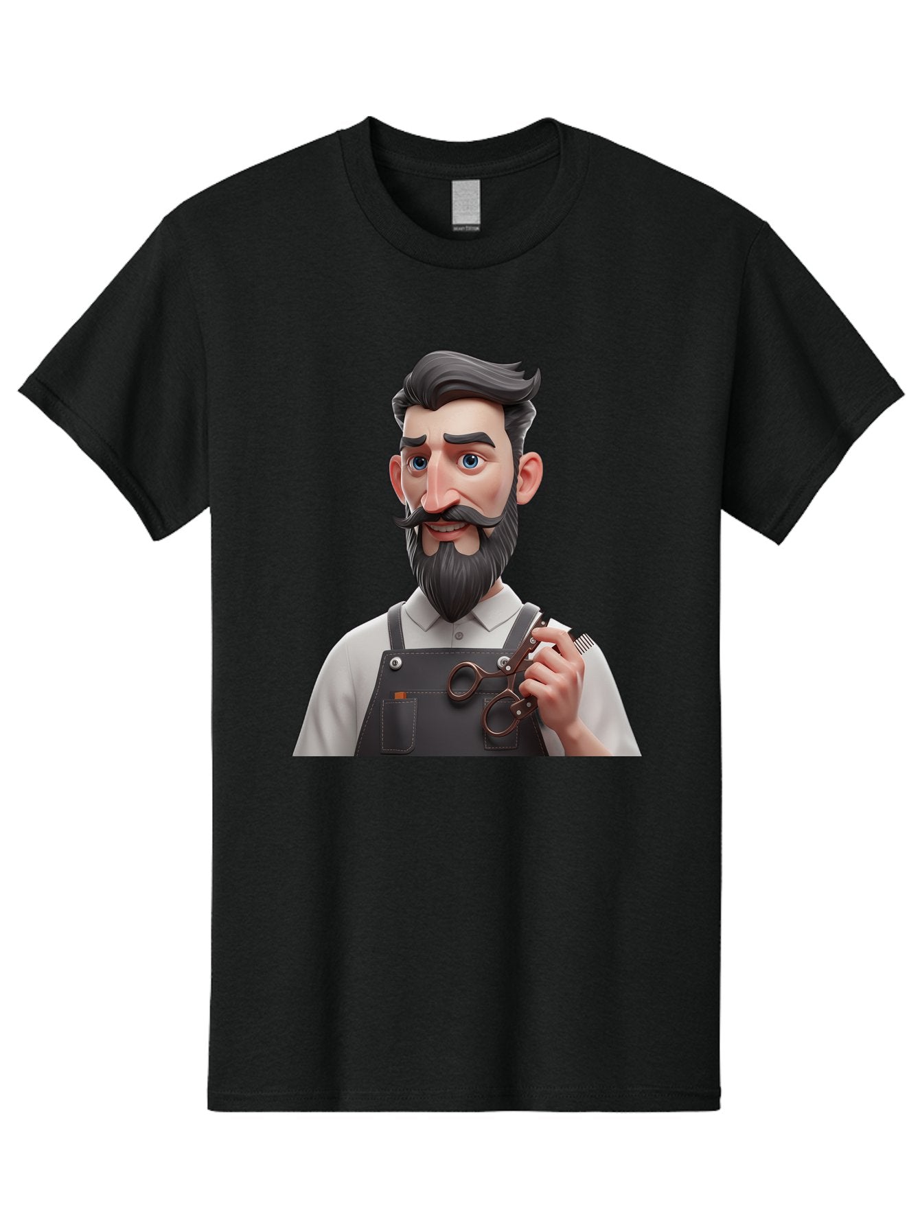 Barber Men'S Graphic Tee, 100% Cotton, Comfortable Casual Summer Wear, Machine Washable, Barber Holding Scissors, Grooming Tools, 3D Character, Bearded Man, Barber Shop, Haircut, Grooming, Male Stylist, Salon Professional Bac613 13