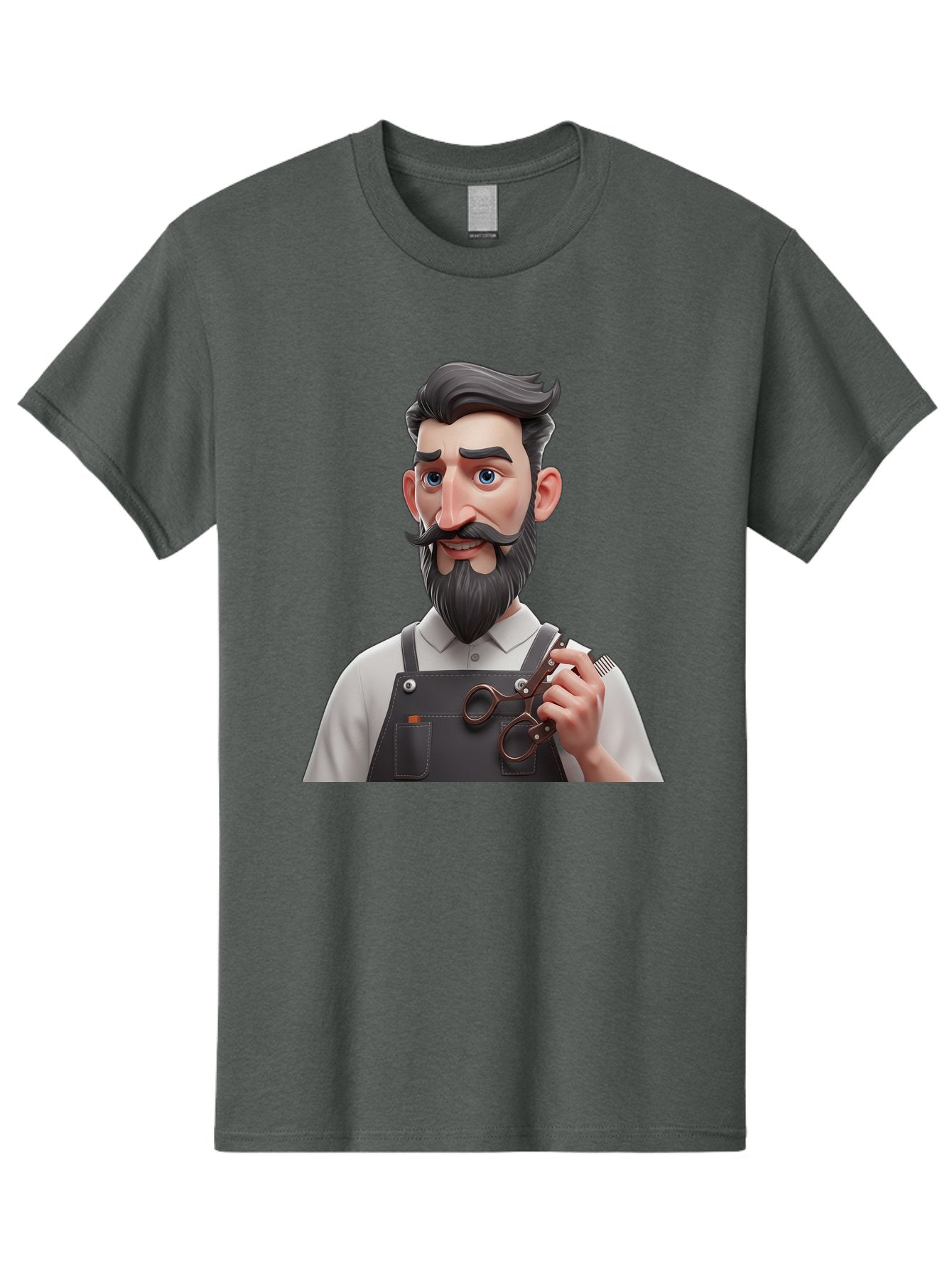 Barber Men'S Graphic Tee, 100% Cotton, Comfortable Casual Summer Wear, Machine Washable, Barber Holding Scissors, Grooming Tools, 3D Character, Bearded Man, Barber Shop, Haircut, Grooming, Male Stylist, Salon Professional Bac613 10