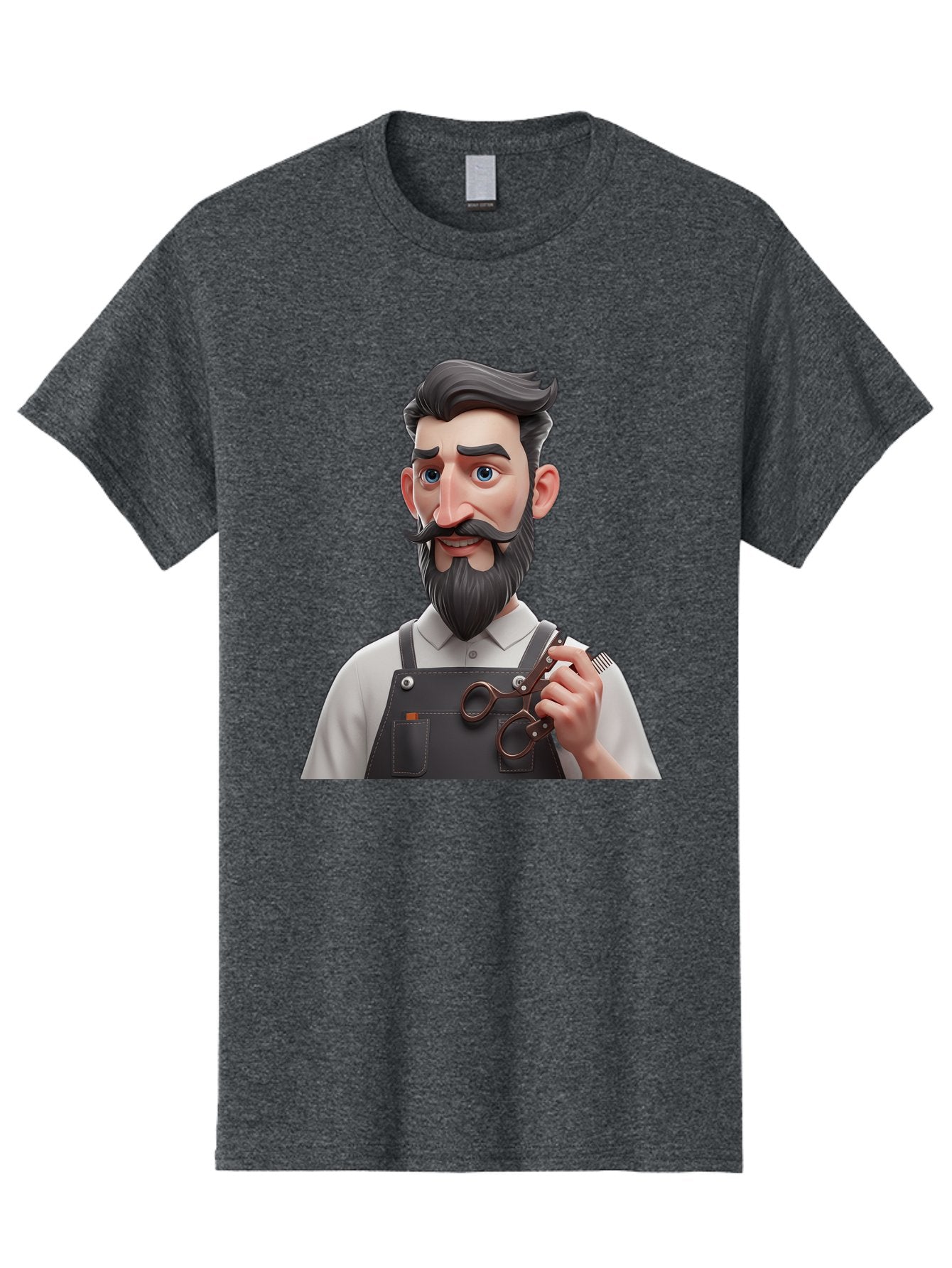 Barber Men'S Graphic Tee, 100% Cotton, Comfortable Casual Summer Wear, Machine Washable, Barber Holding Scissors, Grooming Tools, 3D Character, Bearded Man, Barber Shop, Haircut, Grooming, Male Stylist, Salon Professional Bac613 3