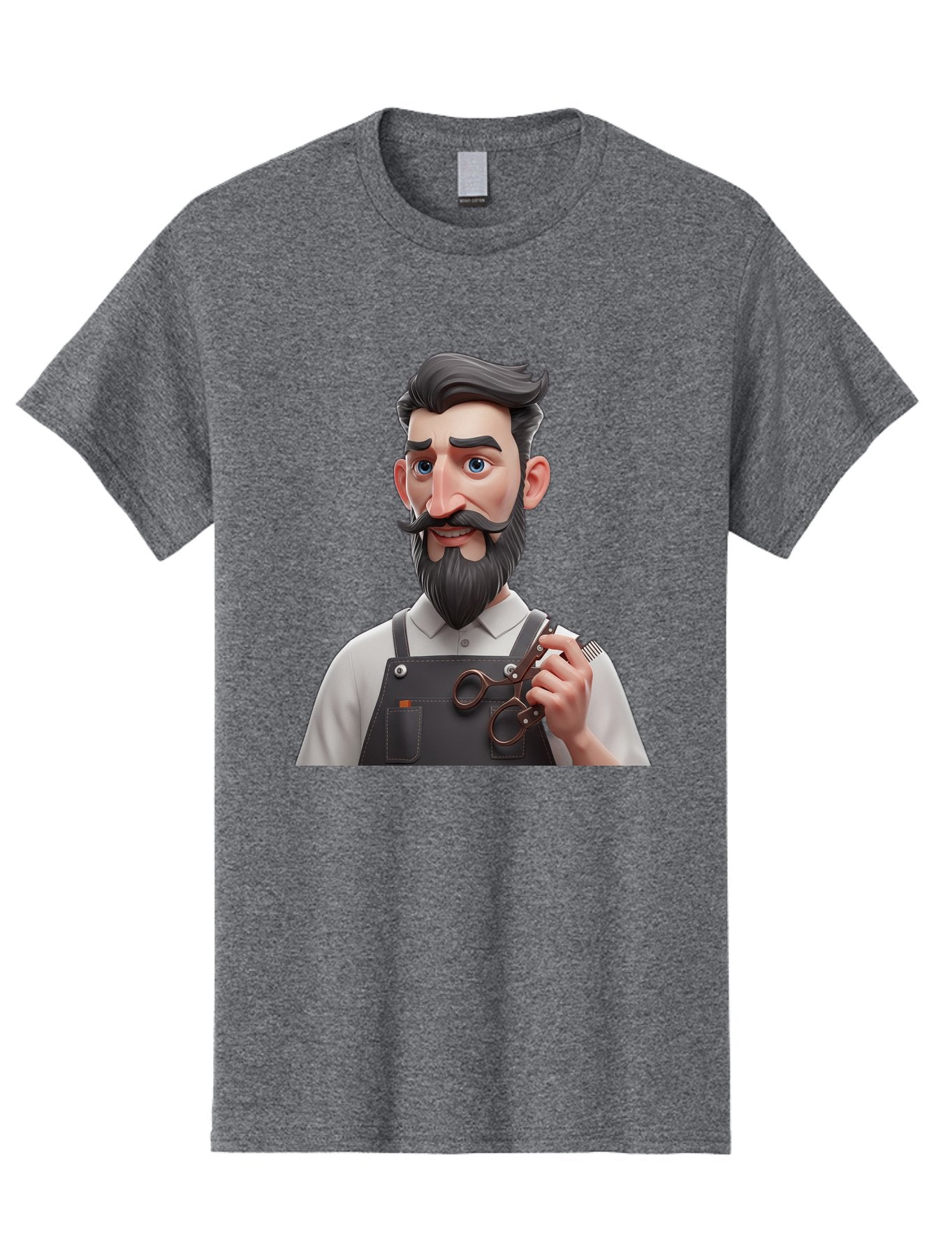 Barber Men'S Graphic Tee, 100% Cotton, Comfortable Casual Summer Wear, Machine Washable, Barber Holding Scissors, Grooming Tools, 3D Character, Bearded Man, Barber Shop, Haircut, Grooming, Male Stylist, Salon Professional Bac613 12