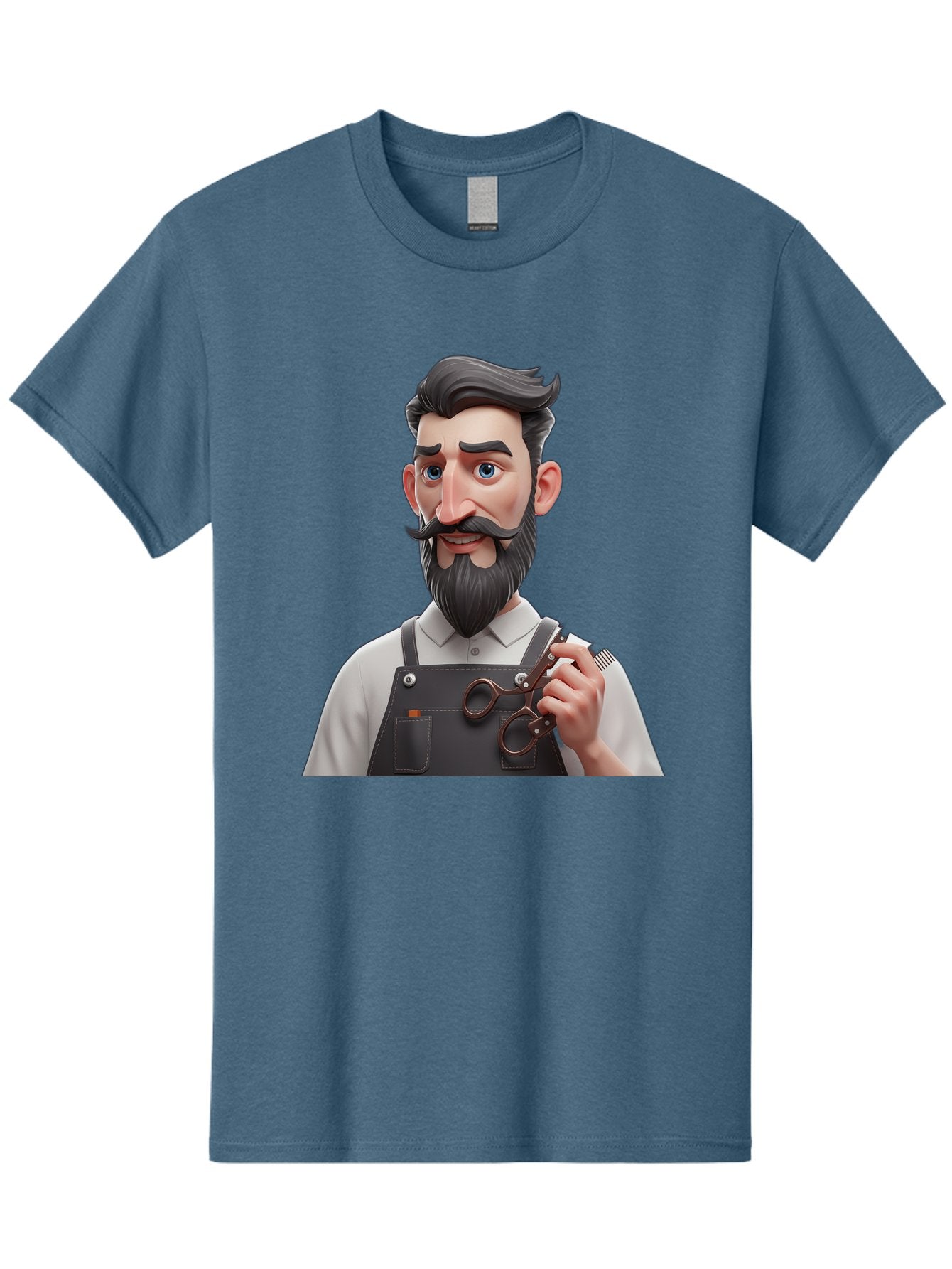 Barber Men'S Graphic Tee, 100% Cotton, Comfortable Casual Summer Wear, Machine Washable, Barber Holding Scissors, Grooming Tools, 3D Character, Bearded Man, Barber Shop, Haircut, Grooming, Male Stylist, Salon Professional Bac613