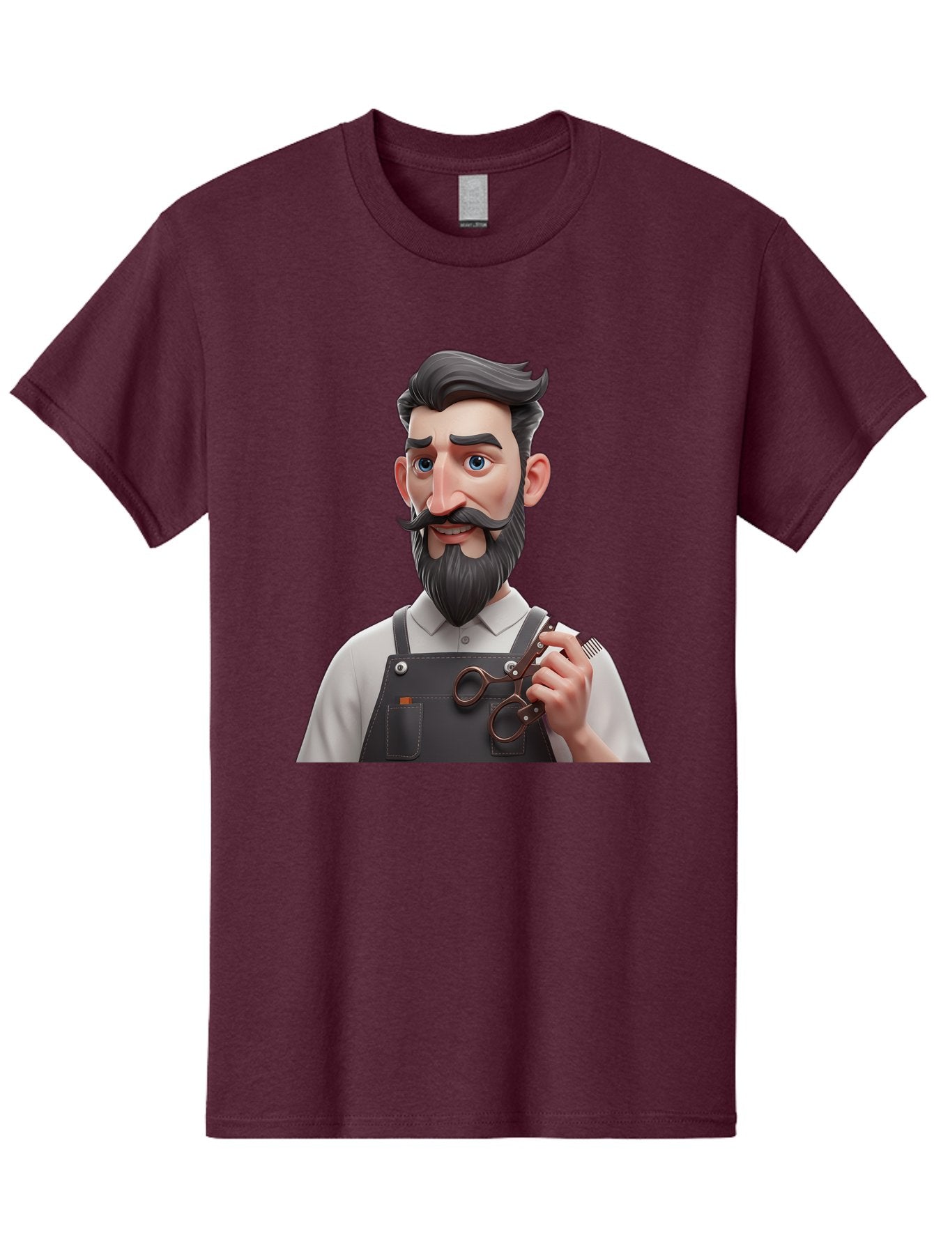 Barber Men'S Graphic Tee, 100% Cotton, Comfortable Casual Summer Wear, Machine Washable, Barber Holding Scissors, Grooming Tools, 3D Character, Bearded Man, Barber Shop, Haircut, Grooming, Male Stylist, Salon Professional Bac613 11