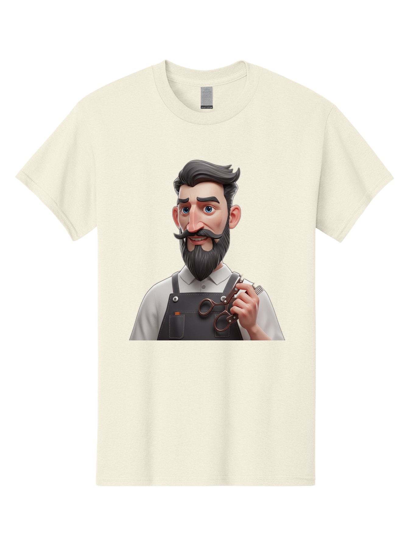 Barber Men'S Graphic Tee, 100% Cotton, Comfortable Casual Summer Wear, Machine Washable, Barber Holding Scissors, Grooming Tools, 3D Character, Bearded Man, Barber Shop, Haircut, Grooming, Male Stylist, Salon Professional Bac613 14