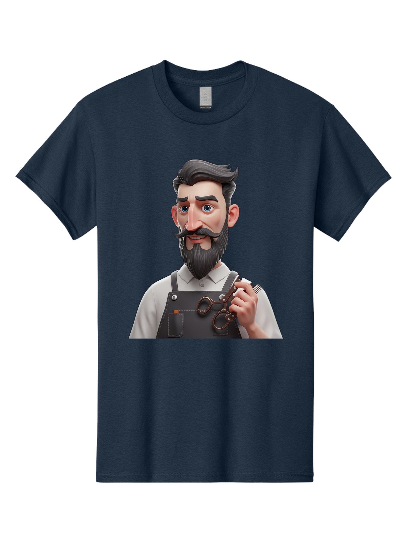 Barber Men'S Graphic Tee, 100% Cotton, Comfortable Casual Summer Wear, Machine Washable, Barber Holding Scissors, Grooming Tools, 3D Character, Bearded Man, Barber Shop, Haircut, Grooming, Male Stylist, Salon Professional Bac613