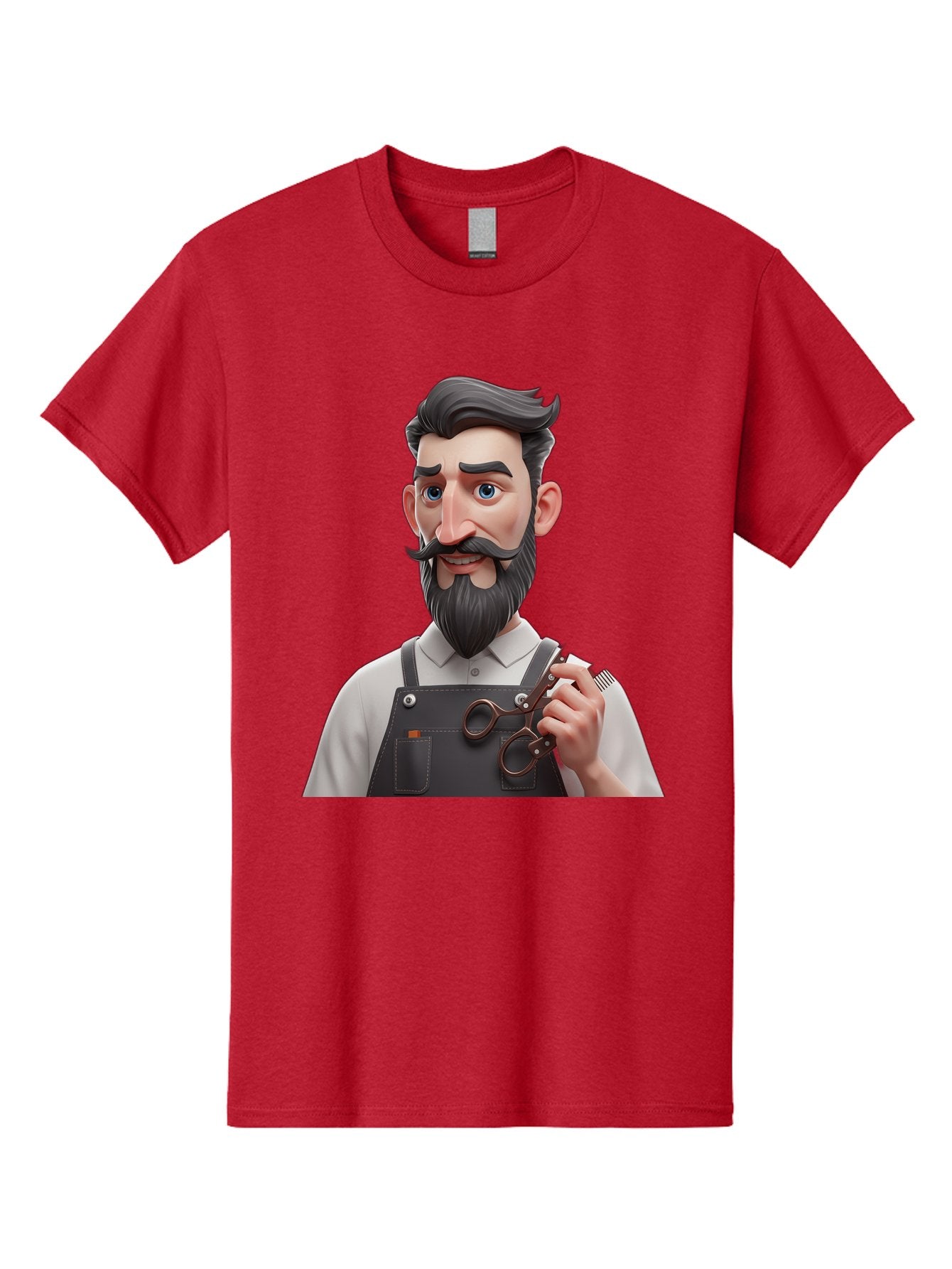 Barber Men'S Graphic Tee, 100% Cotton, Comfortable Casual Summer Wear, Machine Washable, Barber Holding Scissors, Grooming Tools, 3D Character, Bearded Man, Barber Shop, Haircut, Grooming, Male Stylist, Salon Professional Bac613 15