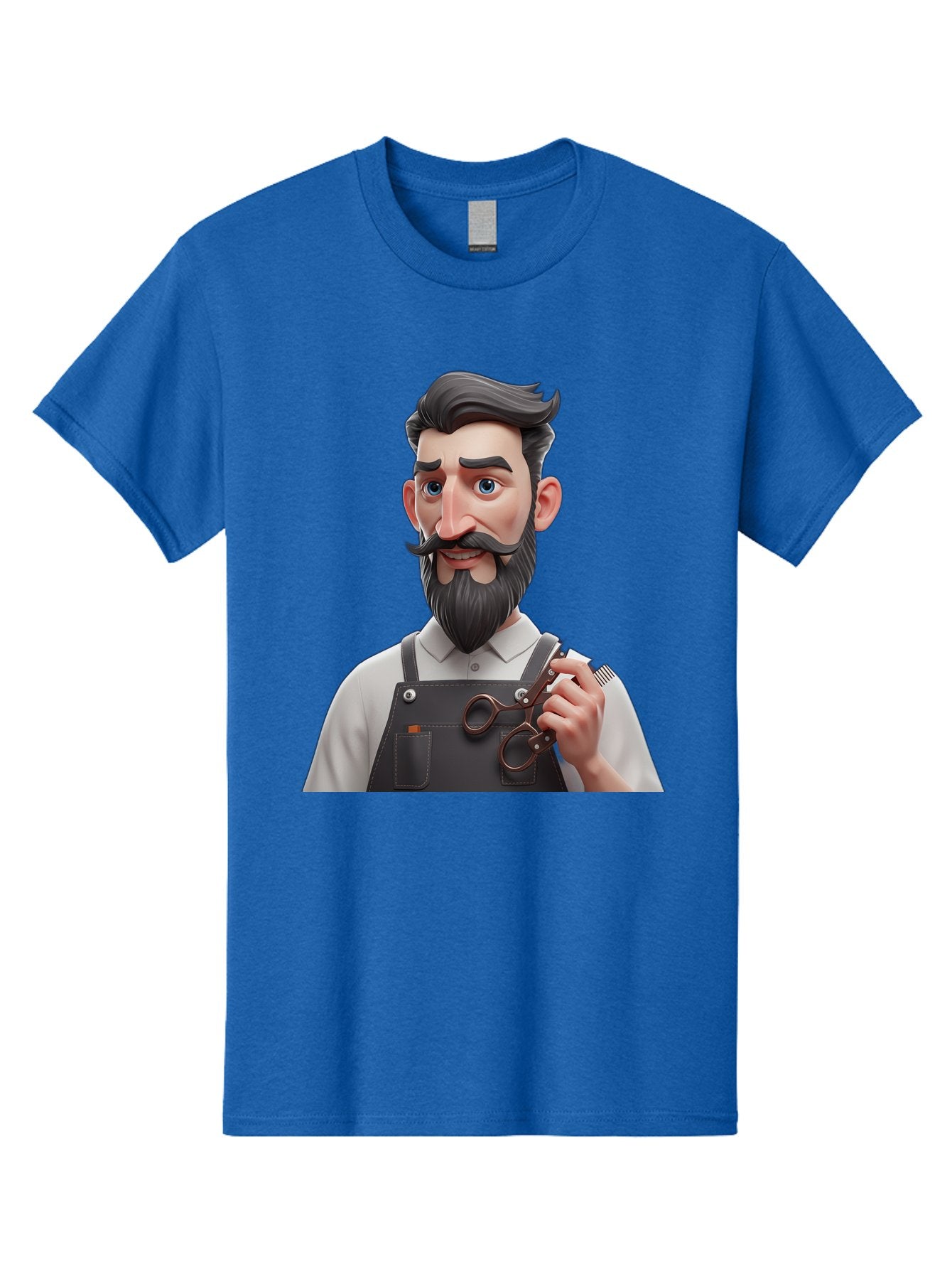 Barber Men'S Graphic Tee, 100% Cotton, Comfortable Casual Summer Wear, Machine Washable, Barber Holding Scissors, Grooming Tools, 3D Character, Bearded Man, Barber Shop, Haircut, Grooming, Male Stylist, Salon Professional Bac613 7