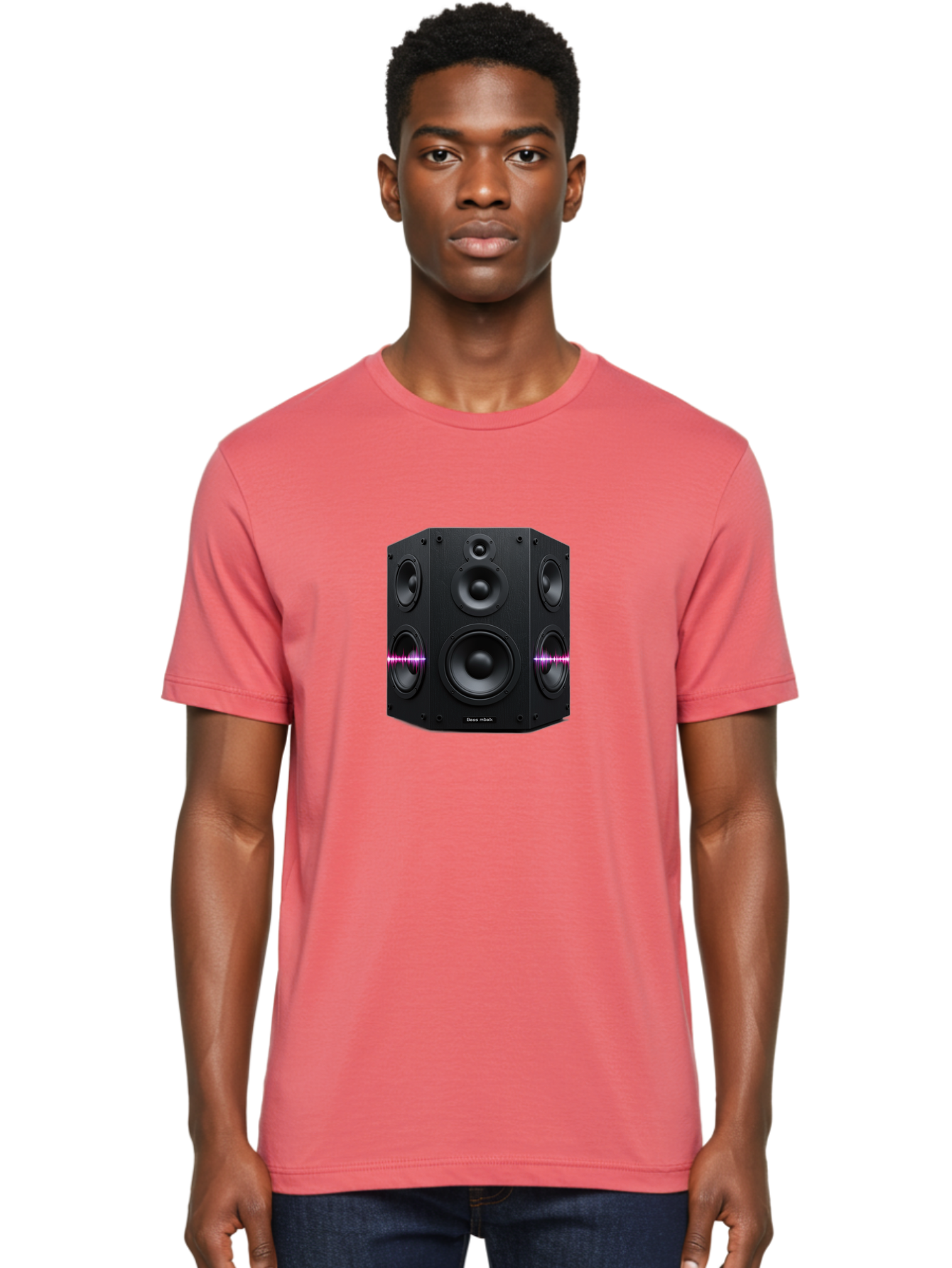 Base-Reflex Men'S Graphic Tee, 100% Cotton, Comfortable Casual Summer Wear, Machine Washable, Black Speaker System, Home Audio Equipment, Sound System, Hi-Fi Speaker, Purple Sound Wave, Music Technology, Audio Visual Bac614 23