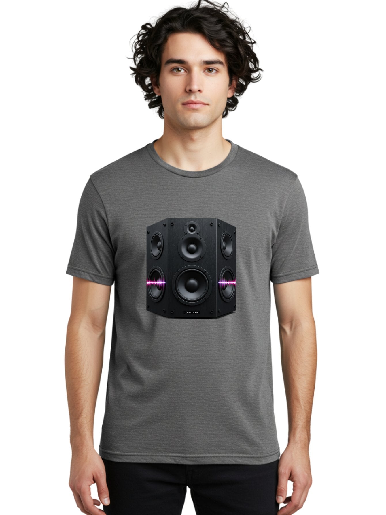 Base-Reflex Men'S Graphic Tee, 100% Cotton, Comfortable Casual Summer Wear, Machine Washable, Black Speaker System, Home Audio Equipment, Sound System, Hi-Fi Speaker, Purple Sound Wave, Music Technology, Audio Visual Bac614 26