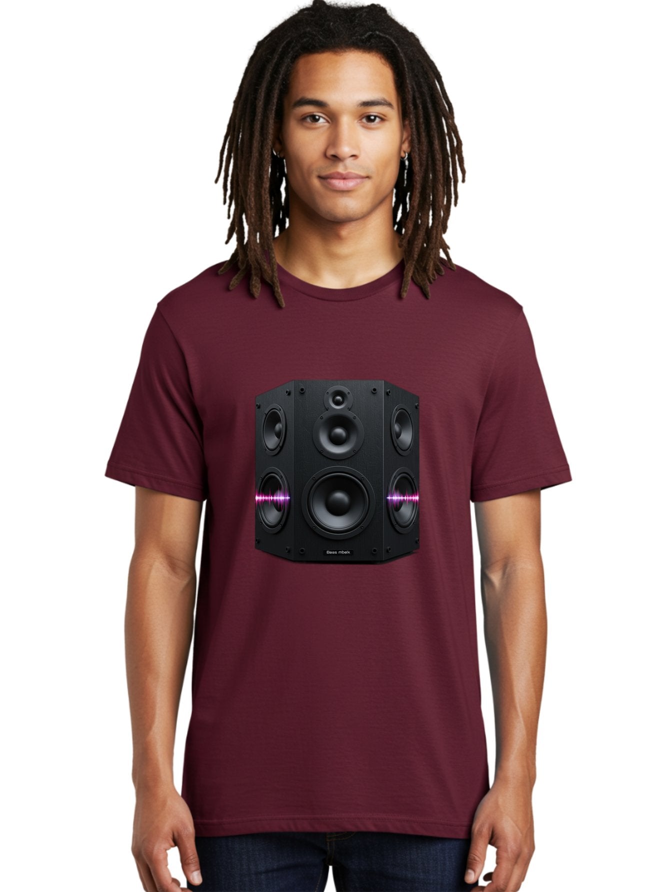 Base-Reflex Men'S Graphic Tee, 100% Cotton, Comfortable Casual Summer Wear, Machine Washable, Black Speaker System, Home Audio Equipment, Sound System, Hi-Fi Speaker, Purple Sound Wave, Music Technology, Audio Visual Bac614 22