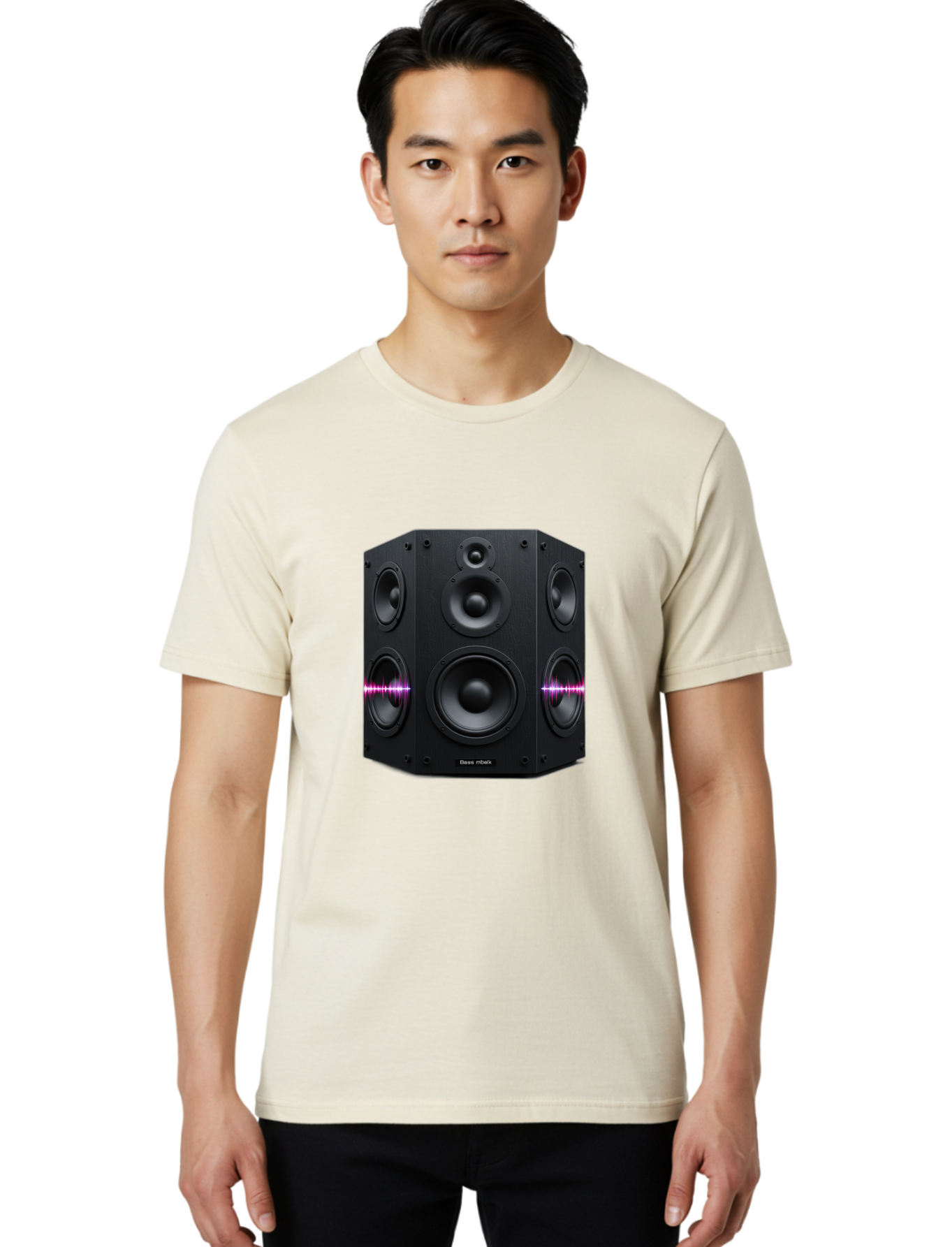 Base-Reflex Men'S Graphic Tee, 100% Cotton, Comfortable Casual Summer Wear, Machine Washable, Black Speaker System, Home Audio Equipment, Sound System, Hi-Fi Speaker, Purple Sound Wave, Music Technology, Audio Visual Bac614 21