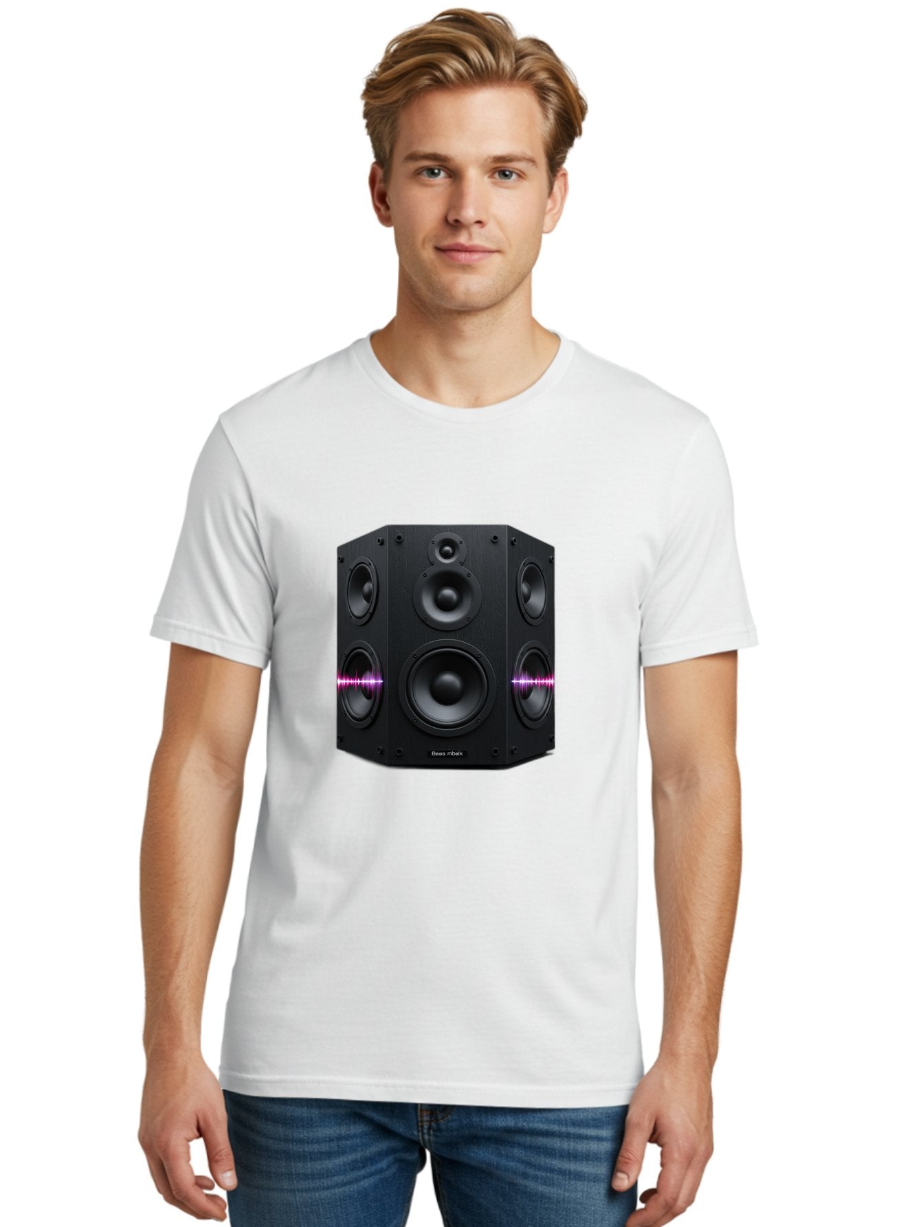 Base-Reflex Men'S Graphic Tee, 100% Cotton, Comfortable Casual Summer Wear, Machine Washable, Black Speaker System, Home Audio Equipment, Sound System, Hi-Fi Speaker, Purple Sound Wave, Music Technology, Audio Visual Bac614 16