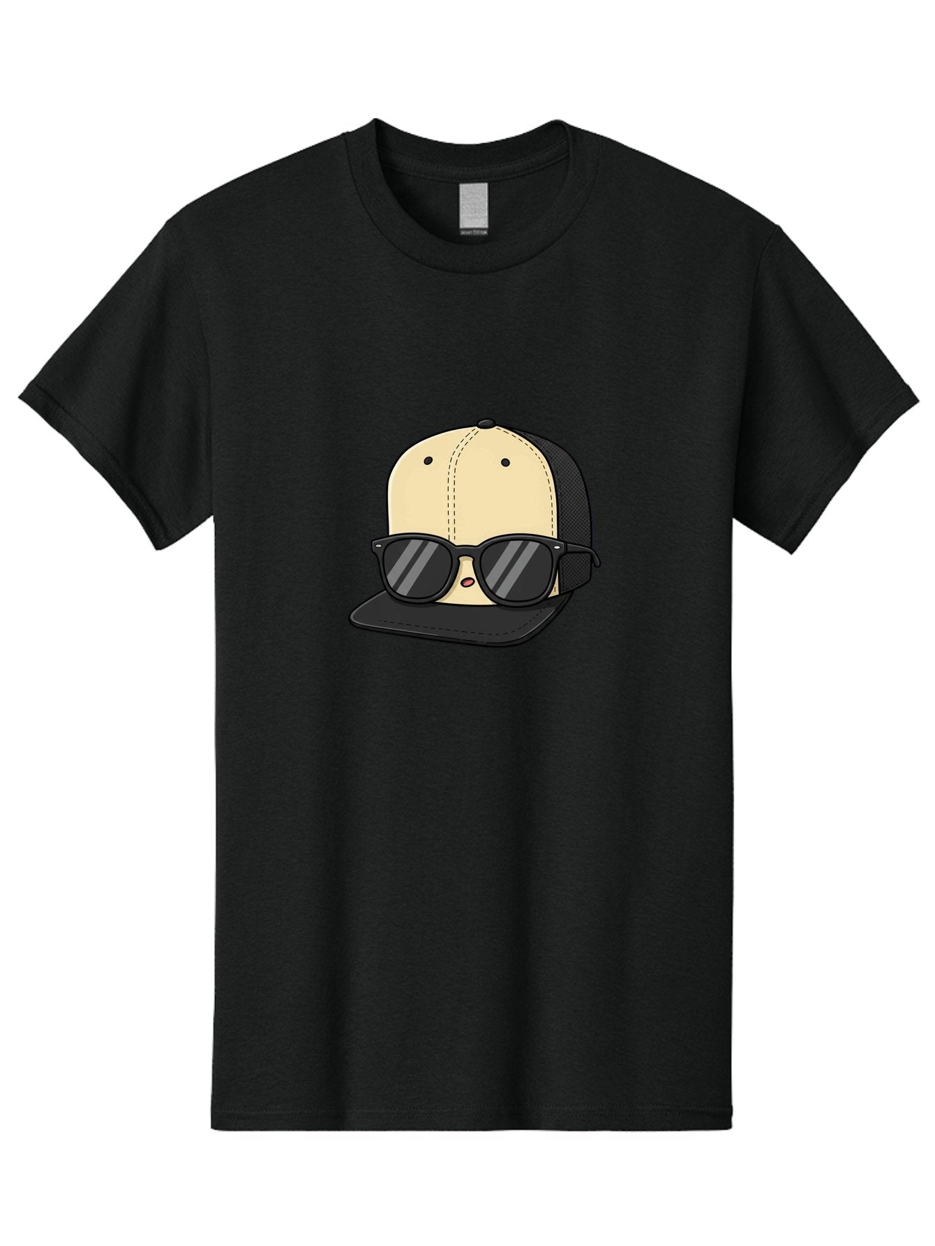 Baseball-Cap-1 Men'S Graphic Tee, 100% Cotton, Comfortable Casual Summer Wear, Machine Washable, Baseball Cap, Sunglasses, Cool Guy, Hipster Style, Trendy Accessories, Fashionable Hat, Cartoon Character, Black And Tan, Shades, Cool Vibes Bac615 8