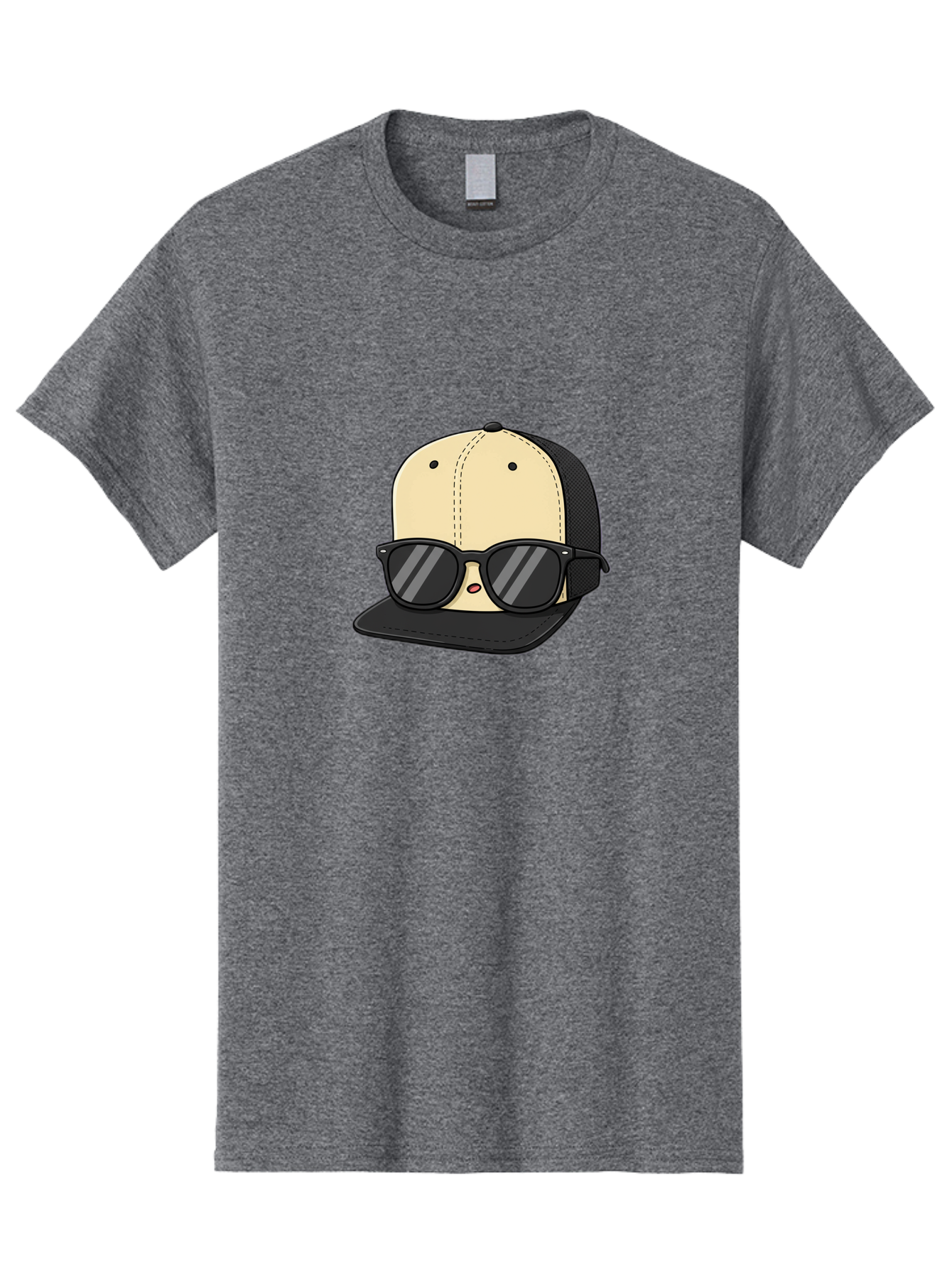 Baseball-Cap-1 Men'S Graphic Tee, 100% Cotton, Comfortable Casual Summer Wear, Machine Washable, Baseball Cap, Sunglasses, Cool Guy, Hipster Style, Trendy Accessories, Fashionable Hat, Cartoon Character, Black And Tan, Shades, Cool Vibes Bac615