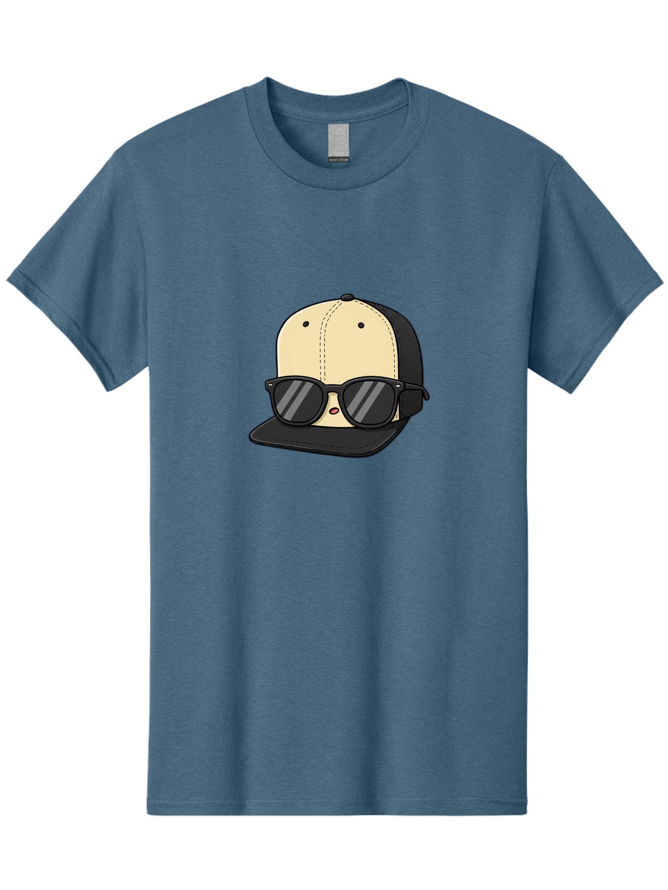 Baseball-Cap-1 Men'S Graphic Tee, 100% Cotton, Comfortable Casual Summer Wear, Machine Washable, Baseball Cap, Sunglasses, Cool Guy, Hipster Style, Trendy Accessories, Fashionable Hat, Cartoon Character, Black And Tan, Shades, Cool Vibes Bac615 12