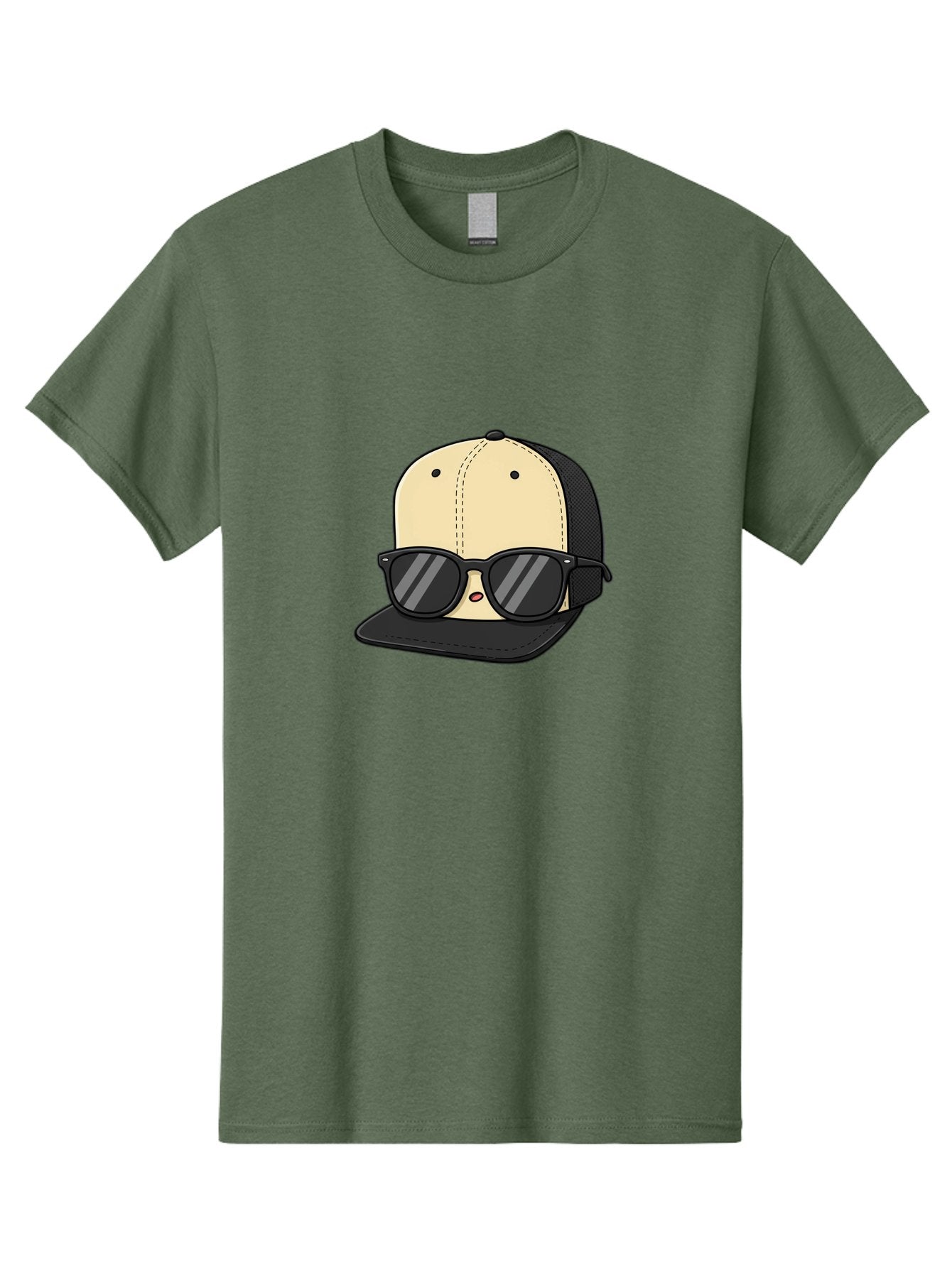 Baseball-Cap-1 Men'S Graphic Tee, 100% Cotton, Comfortable Casual Summer Wear, Machine Washable, Baseball Cap, Sunglasses, Cool Guy, Hipster Style, Trendy Accessories, Fashionable Hat, Cartoon Character, Black And Tan, Shades, Cool Vibes Bac615 5